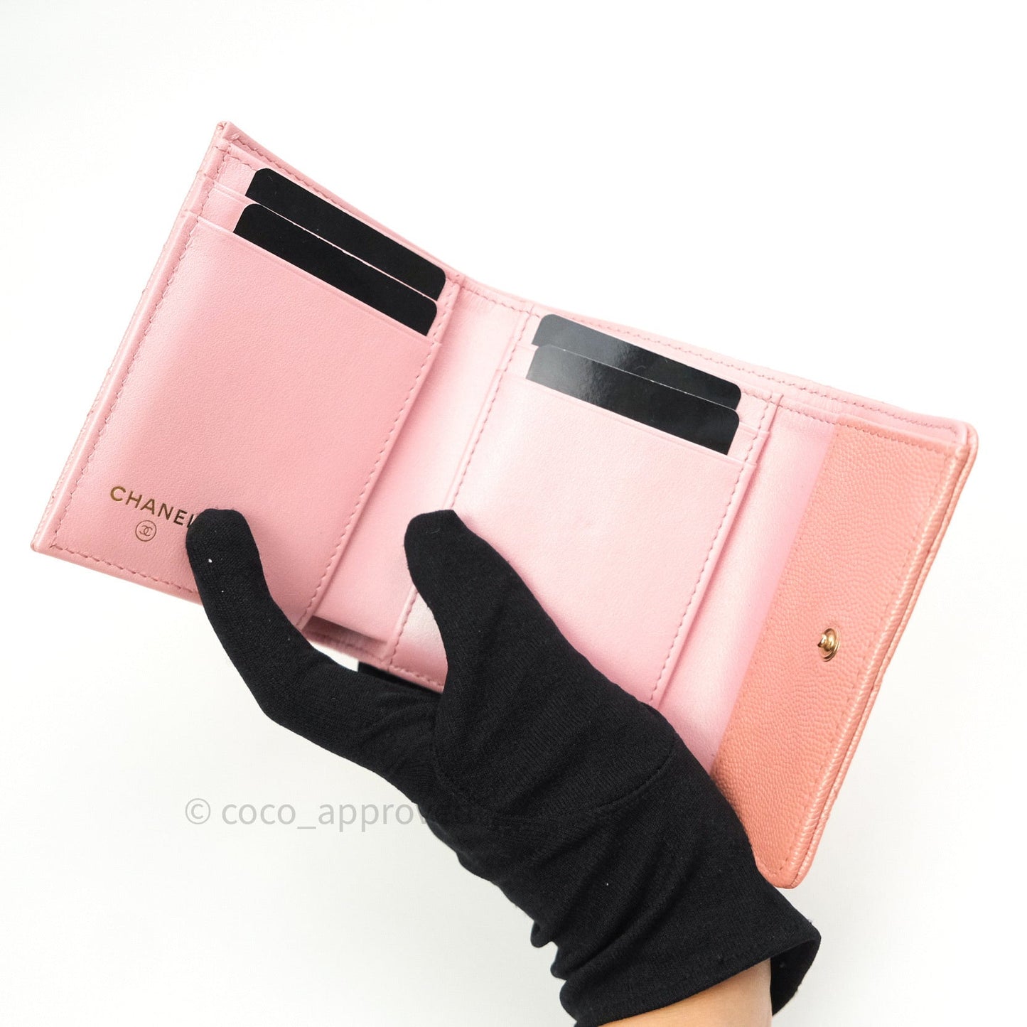 Chanel Classic Small Compact Wallet Iridescent Pink Large CC Hardware