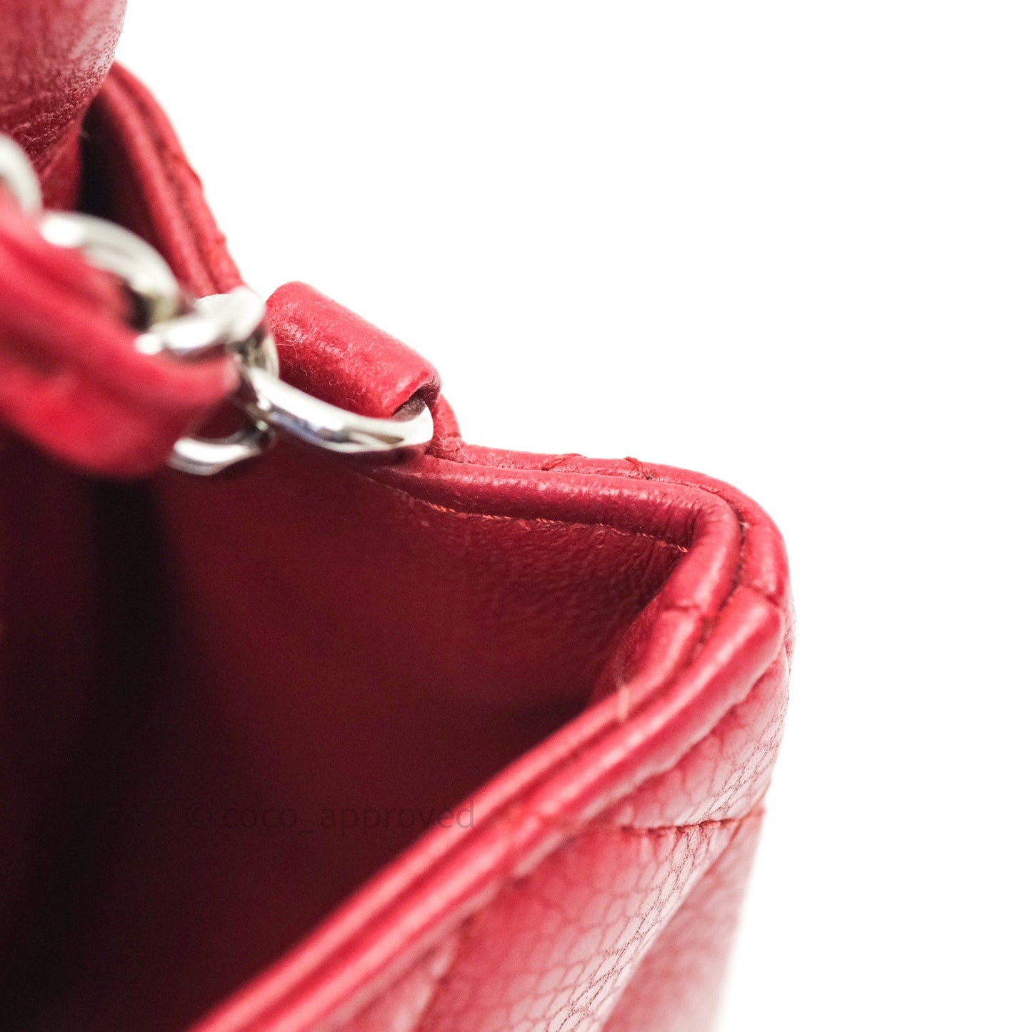 Chanel Quilted Mini Rectangular Red Caviar Silver Hardware