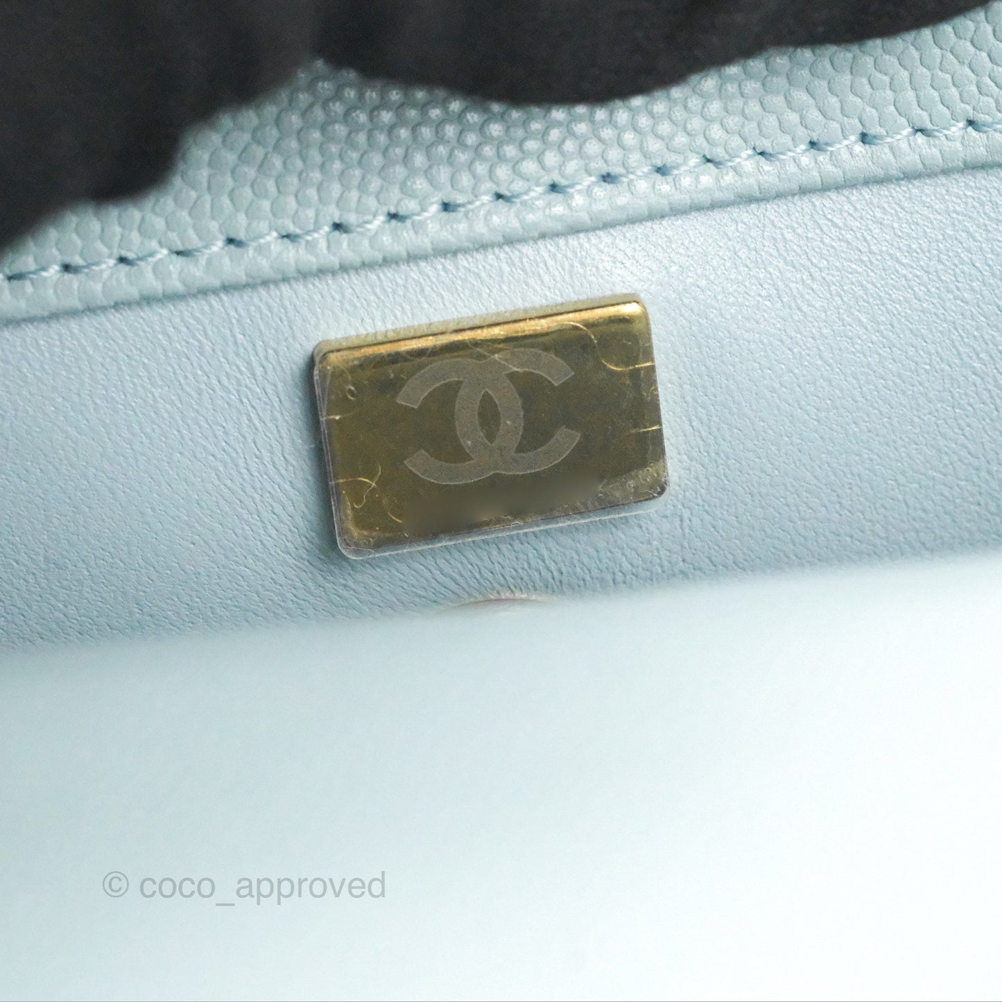 Chanel Small Coco Handle Blue Caviar Gold Hardware