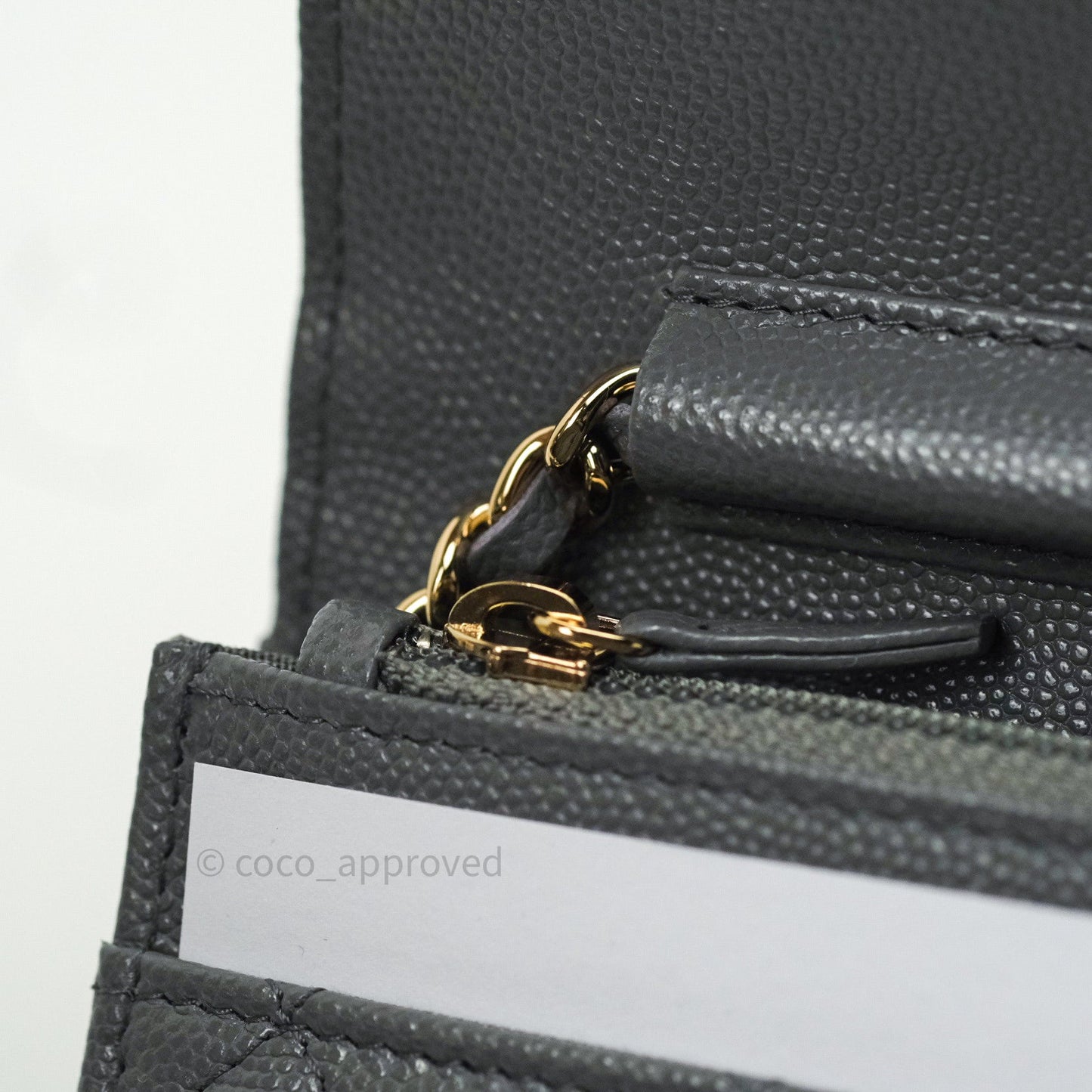 Chanel Quilted Wallet on Chain WOC Grey Caviar Gold Hardware