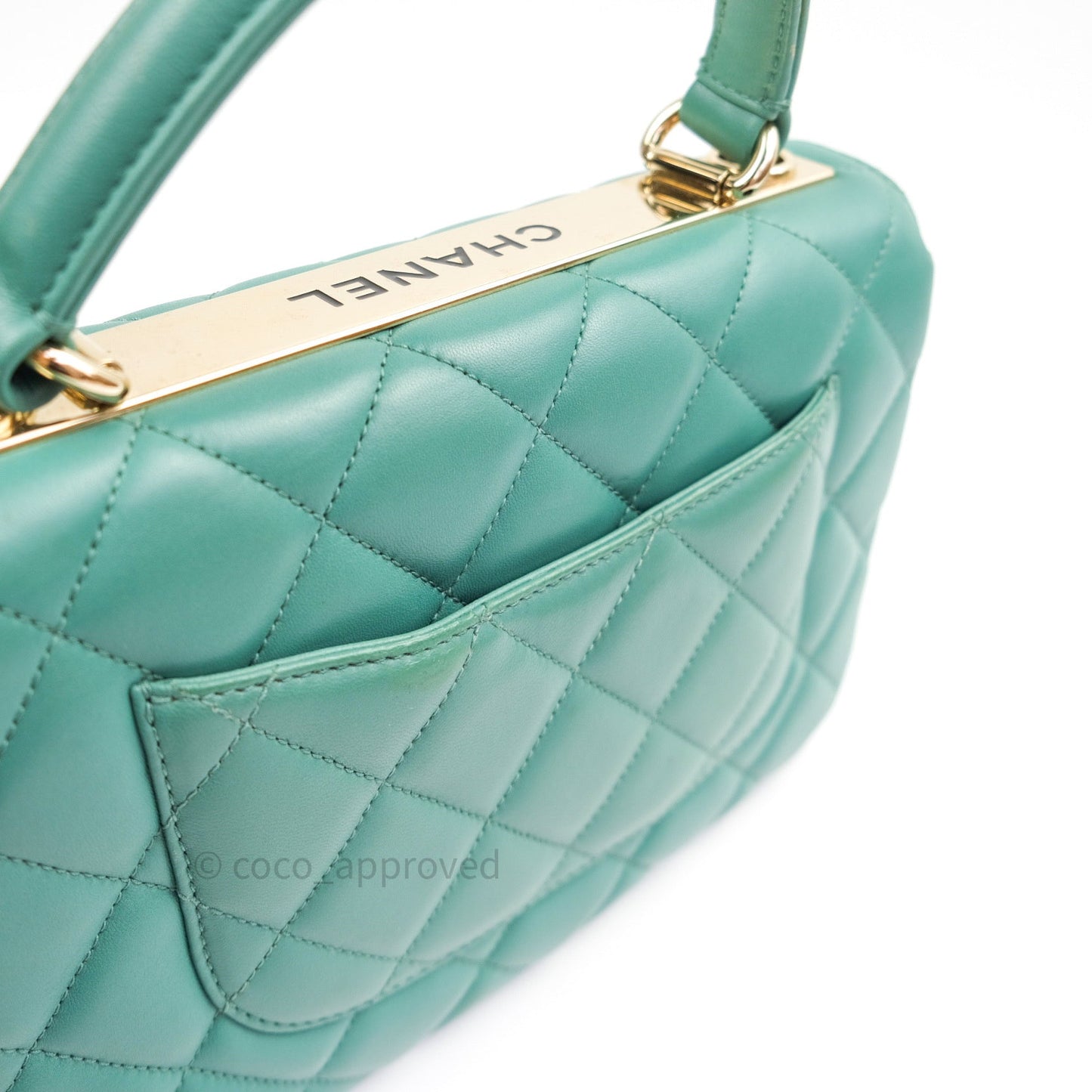 Chanel Lambskin Quilted Small Trendy CC Flap Handle Bag Light Green