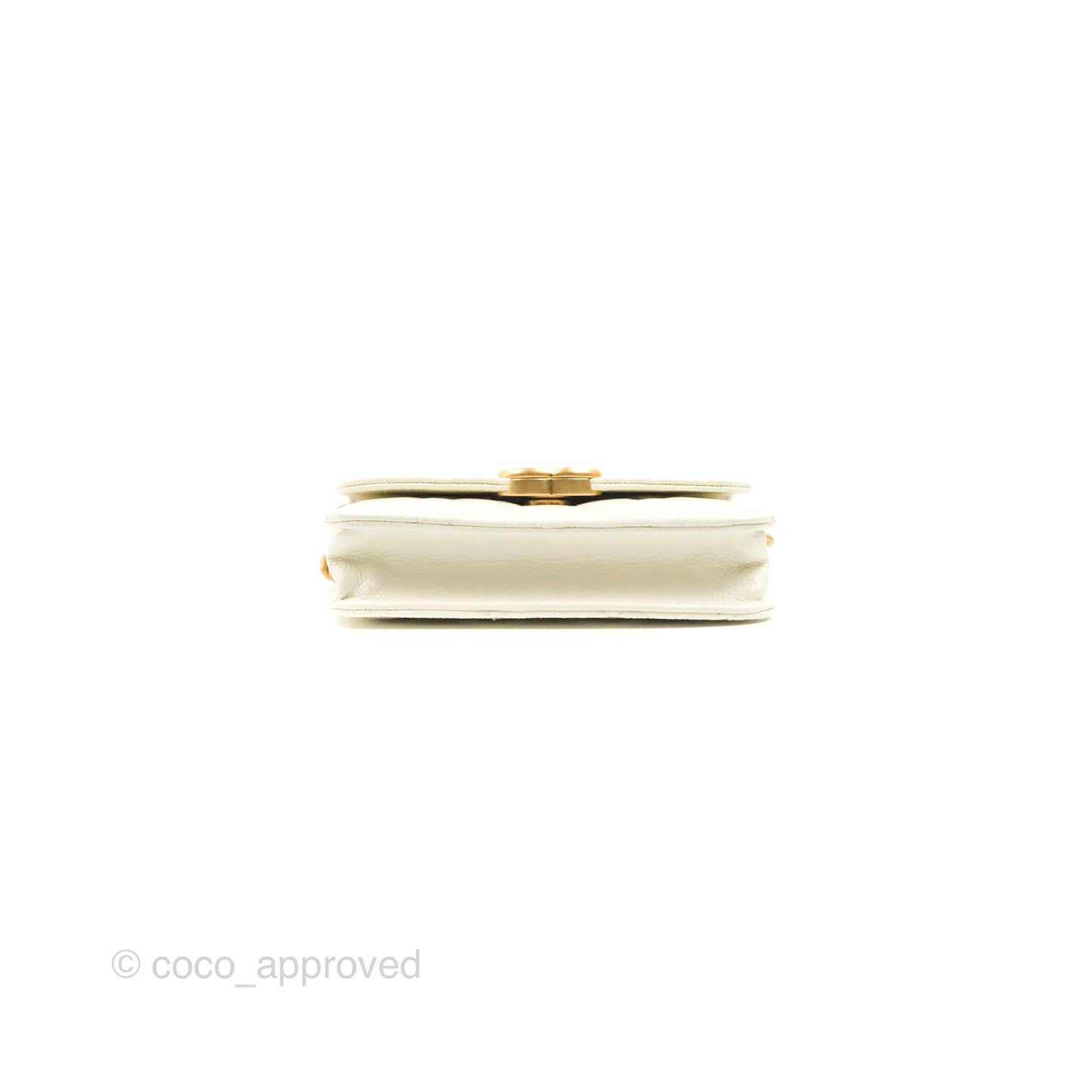 Chanel Mini Clutch With Chain White Caviar Aged Gold Hardware