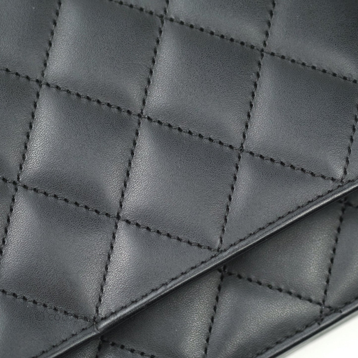 Chanel Quilted Wallet on Chain WOC Cambon Black Calfskin Silver Hardware