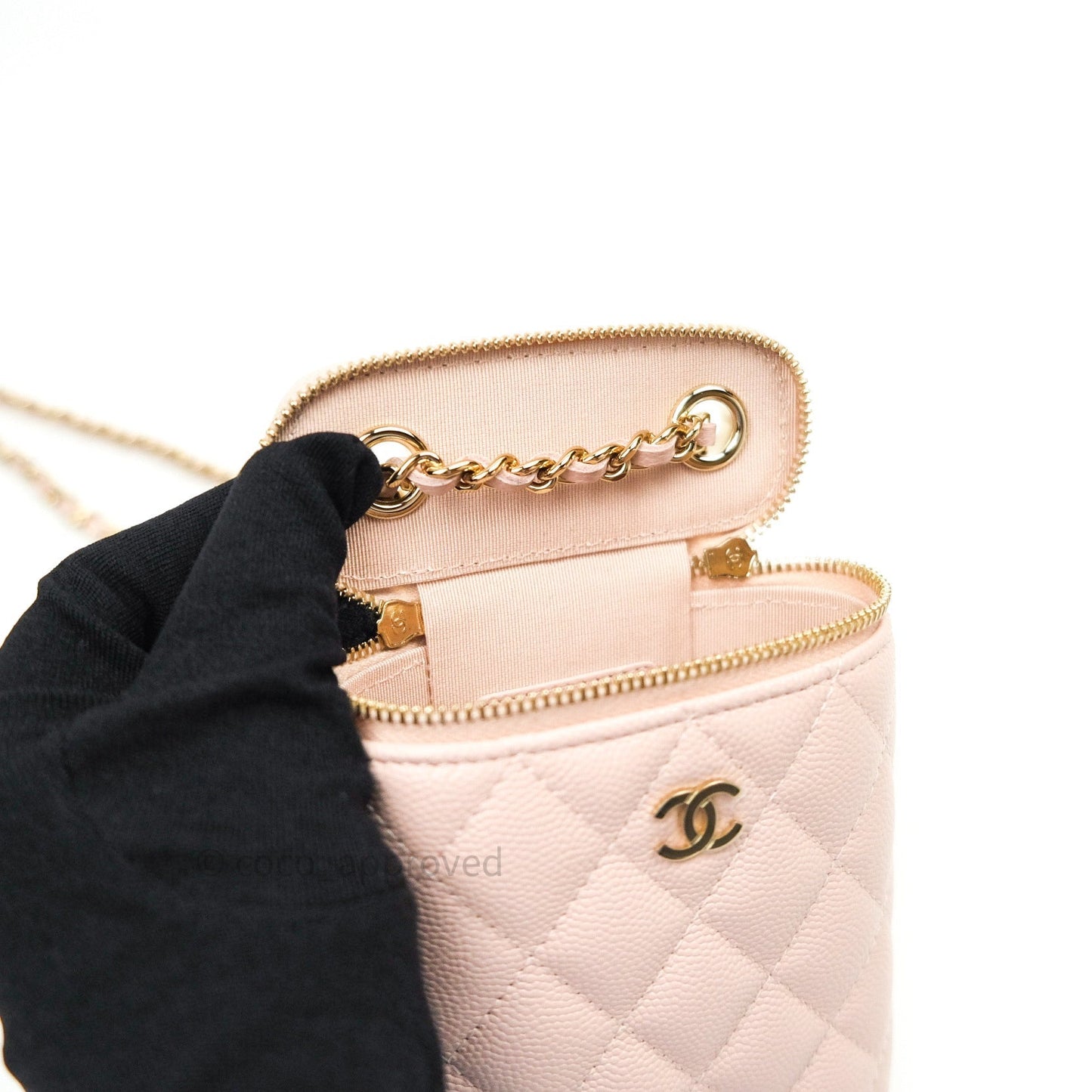 Chanel Classic Mini Vanity With Chain Pink Caviar Gold Hardware