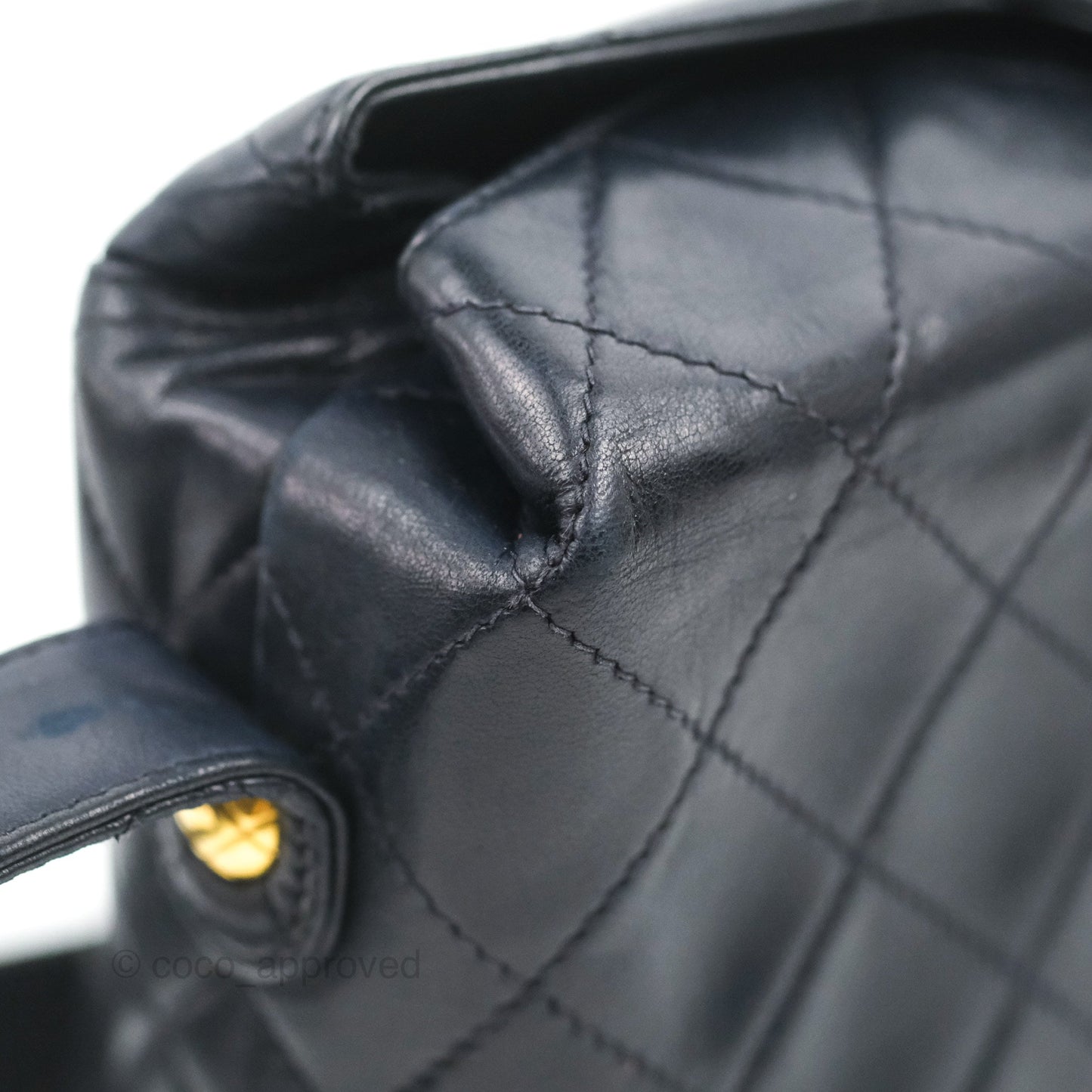 Chanel Vintage CC Box Shoulder Bag Navy Lambskin Gold Hardware