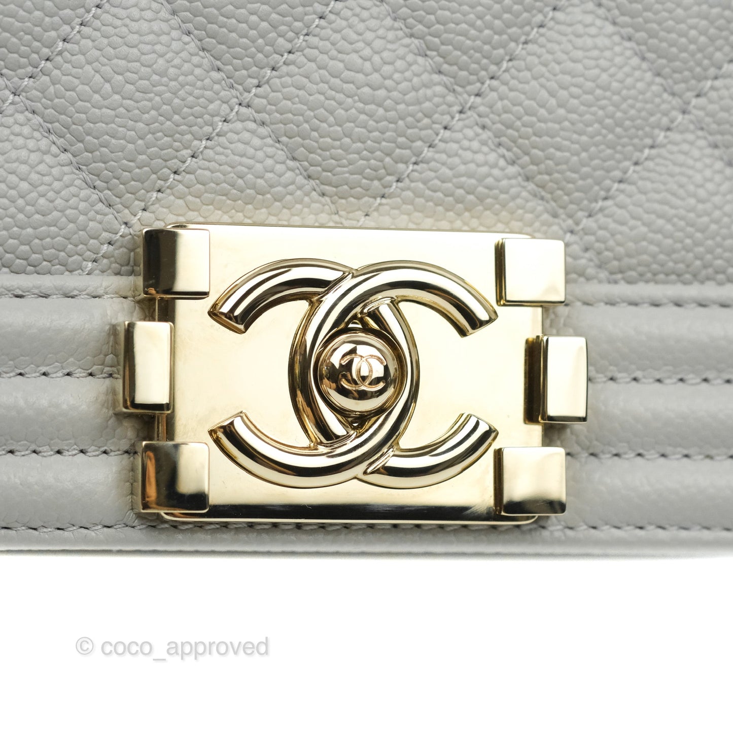 Chanel Small Boy Grey Caviar Gold Hardware