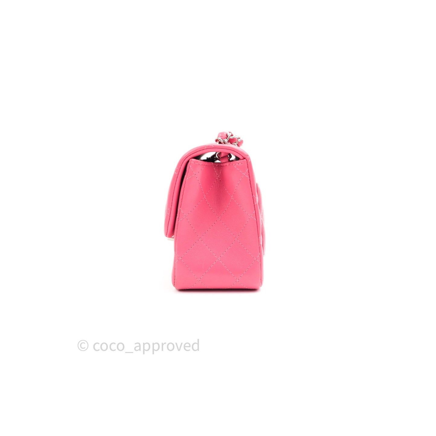 Chanel Mini Square Pink Lambskin Silver Hardware
