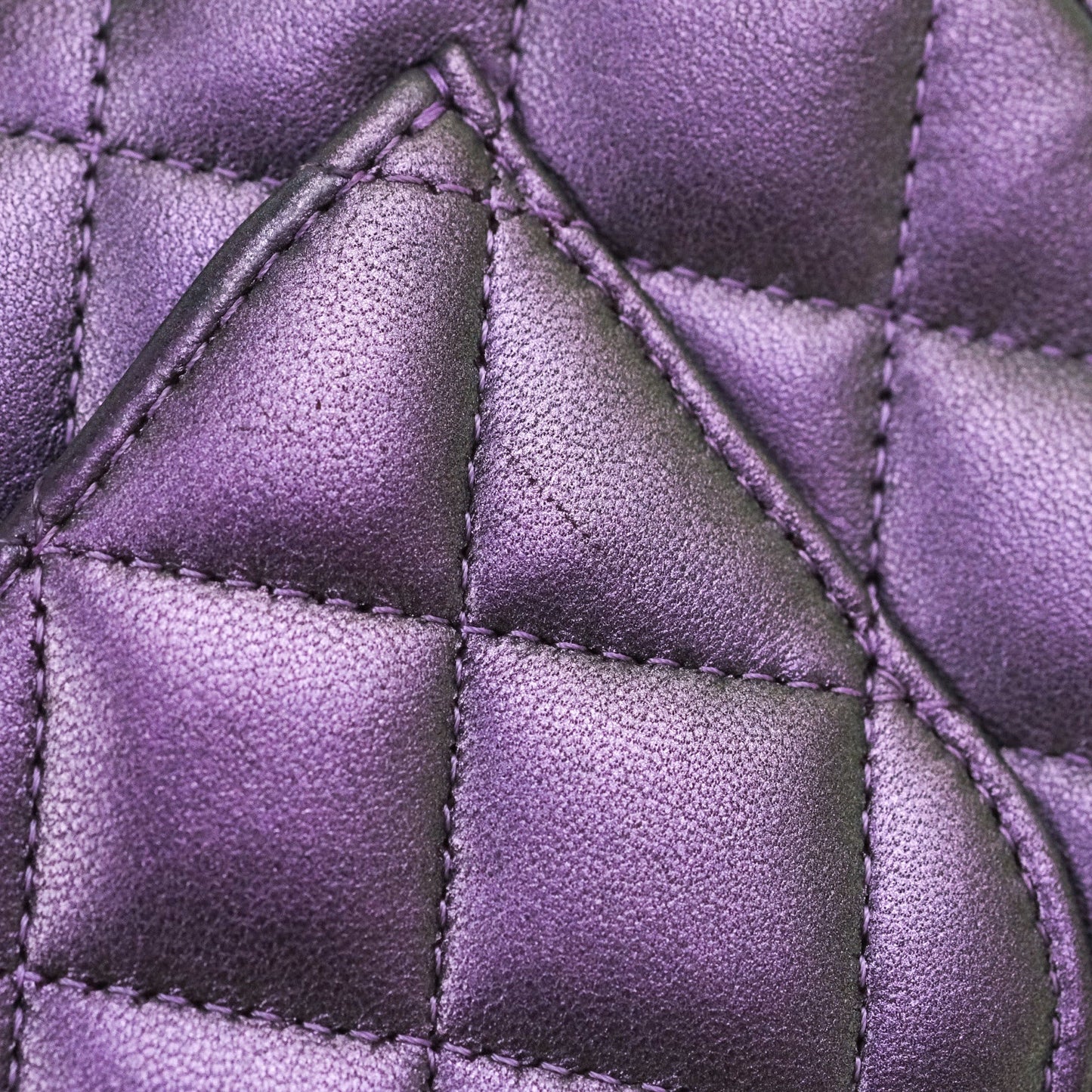Chanel Quilted Mini Rectangular Iridescent Purple Dark Silver Hardware