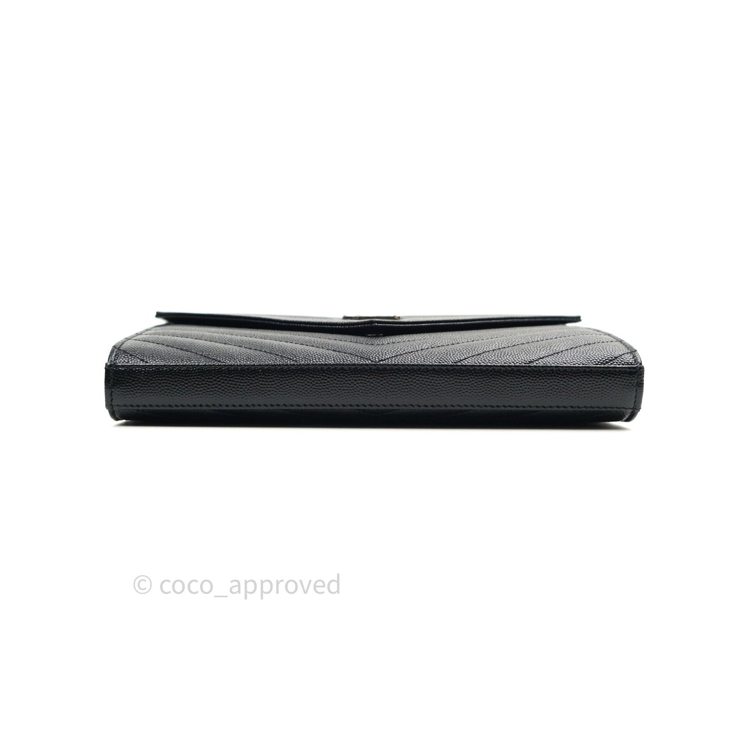 Saint Laurent Wallet on Chain Large in Black Grained Leather and Silver Hardware