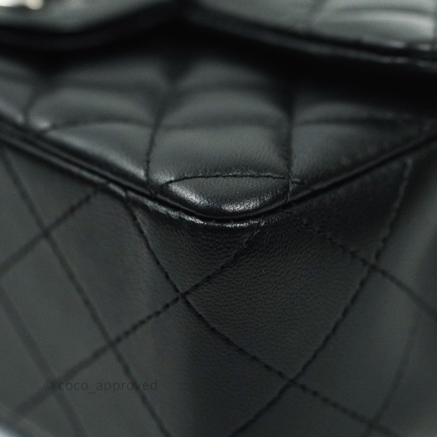 Chanel Quilted Mini Rectangular Black Lambskin Silver Hardware