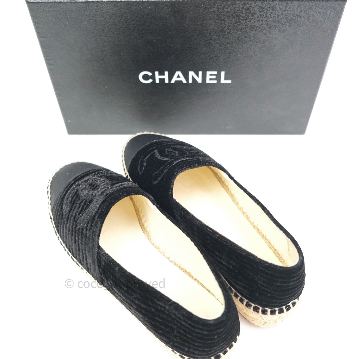 Chanel Espadrille Black Velvet Size 38