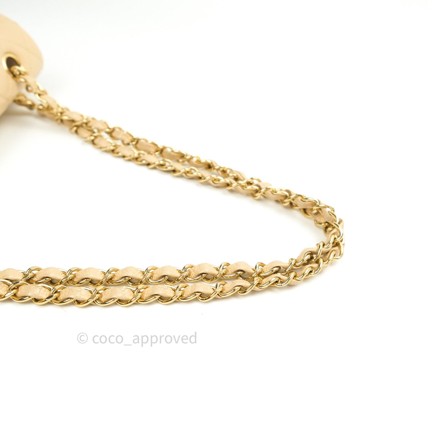 Chanel Quilted M/L Medium Double Flap Beige Clair Caviar Gold Hardware