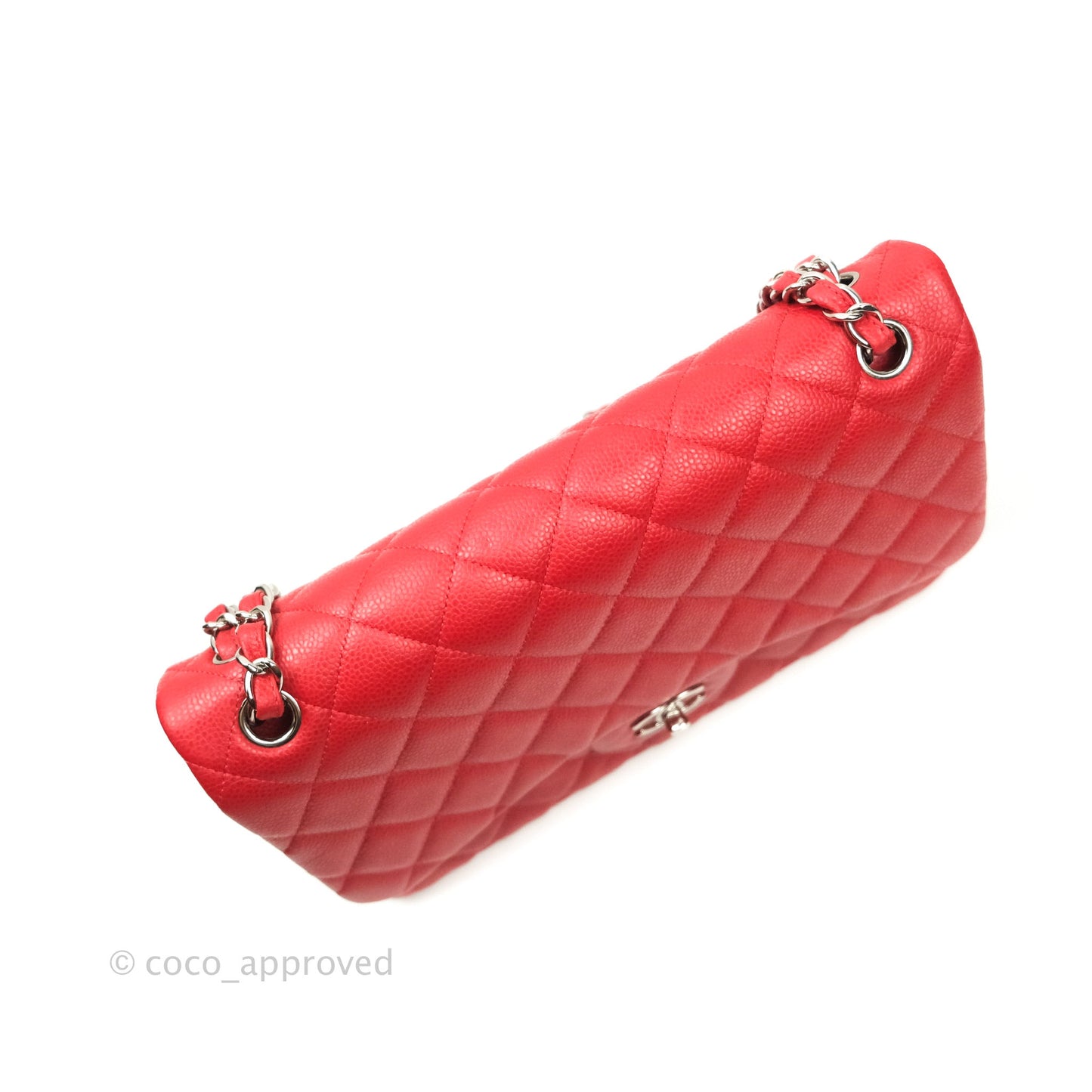 Chanel Classic Jumbo Double Flap Red Caviar Silver Hardware⁣⁣