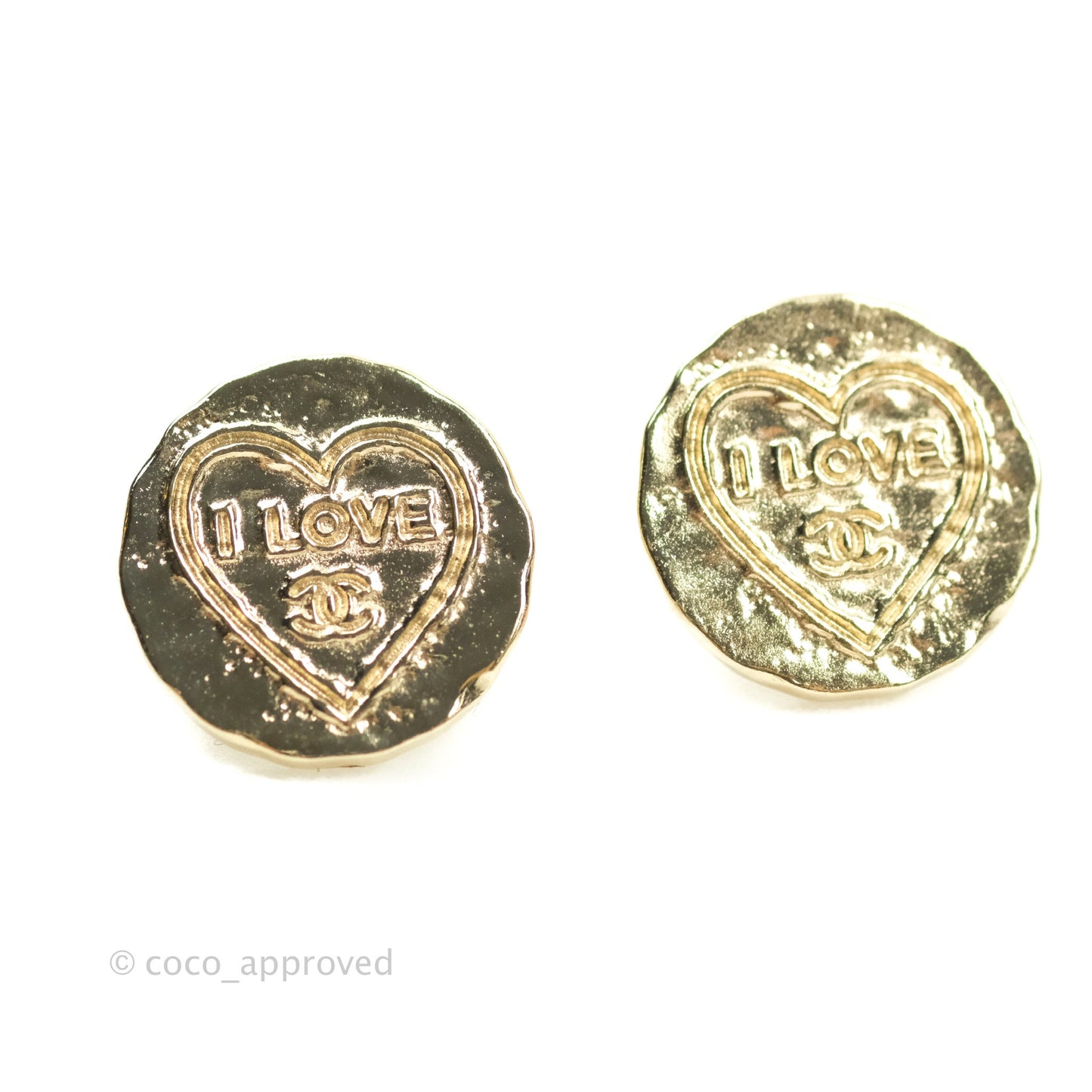 Chanel 'I love CC' earrings Gold Tone 19S