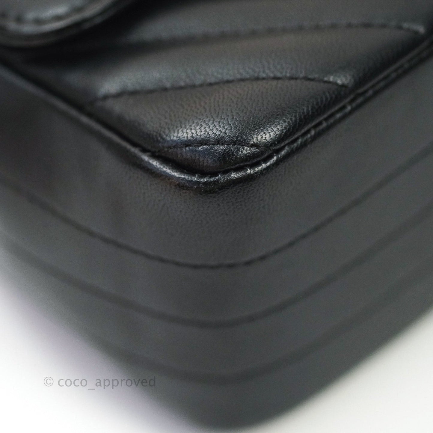 Chanel Mini Square Chevron Black Lambskin Gold Hardware