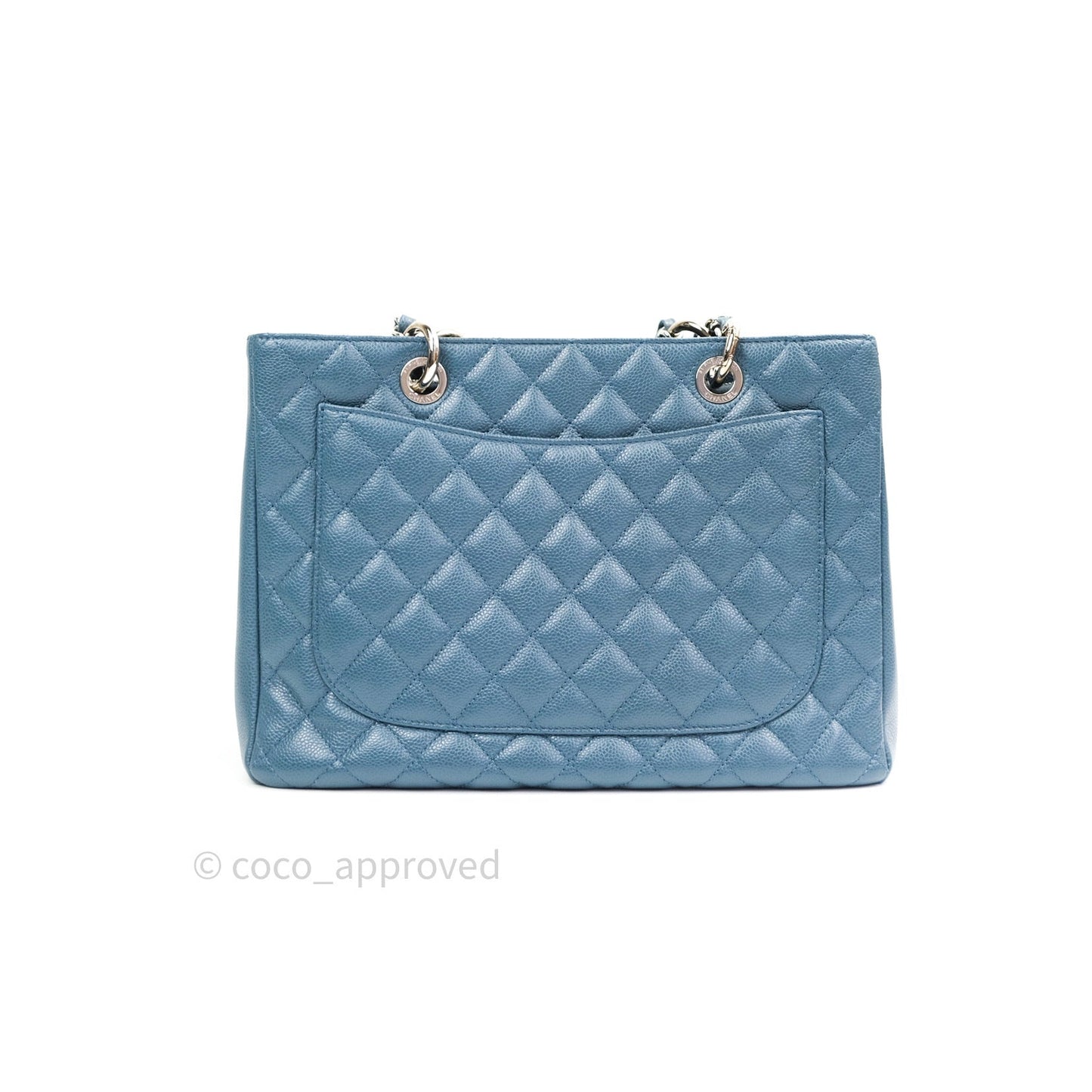 Chanel GST Grand Shopping Tote Blue Caviar Silver Hardware