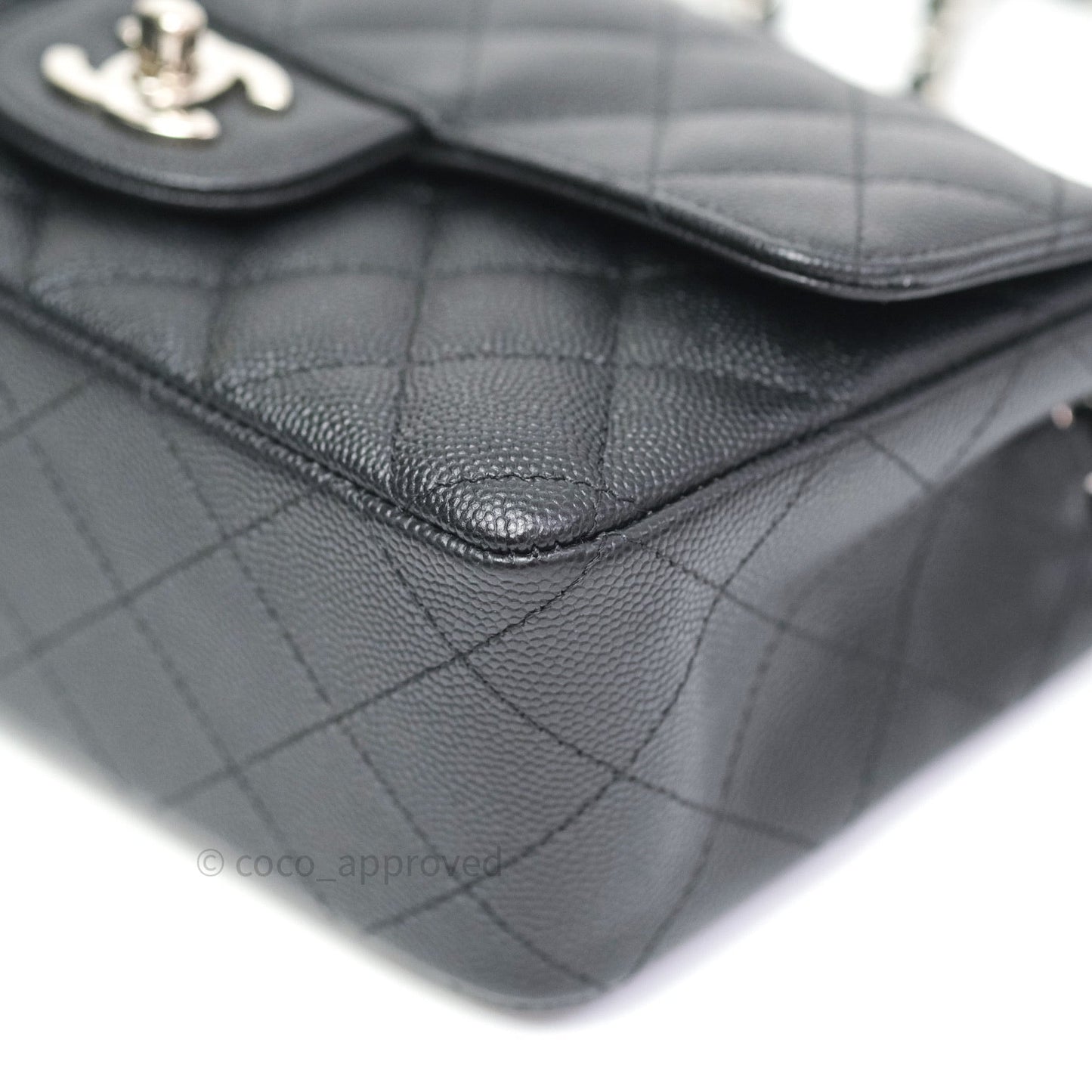 Chanel Quilted Mini Rectangular Black Caviar Silver Hardware 18CC
