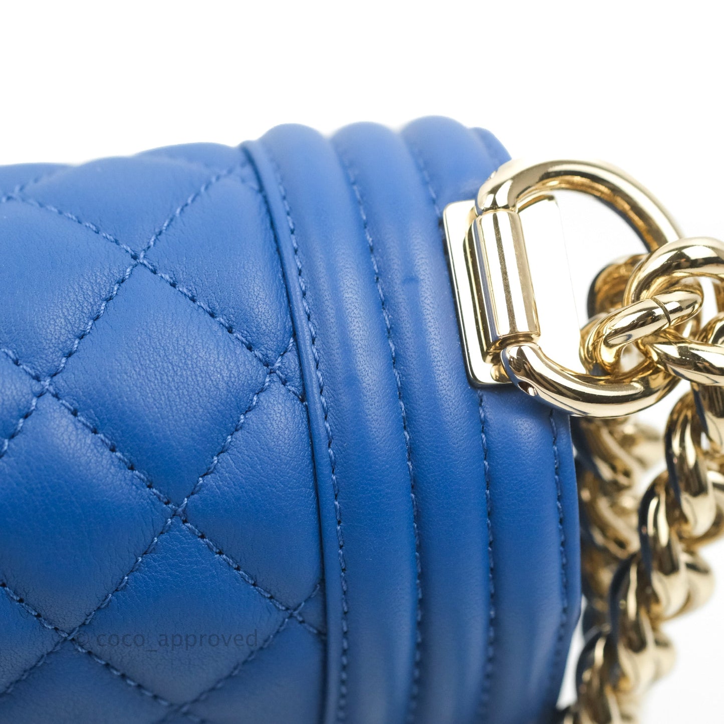 Chanel Quilted Medium Boy Blue Calfskin Gold Hardware