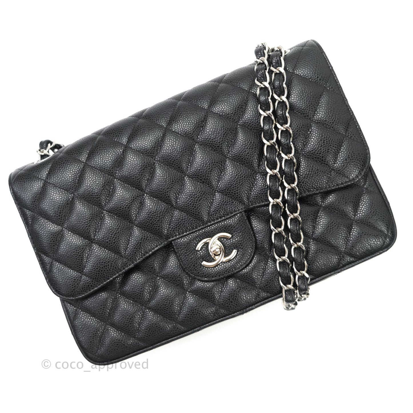 Chanel Jumbo Double Flap Black Caviar Silver Hardware⁣⁣