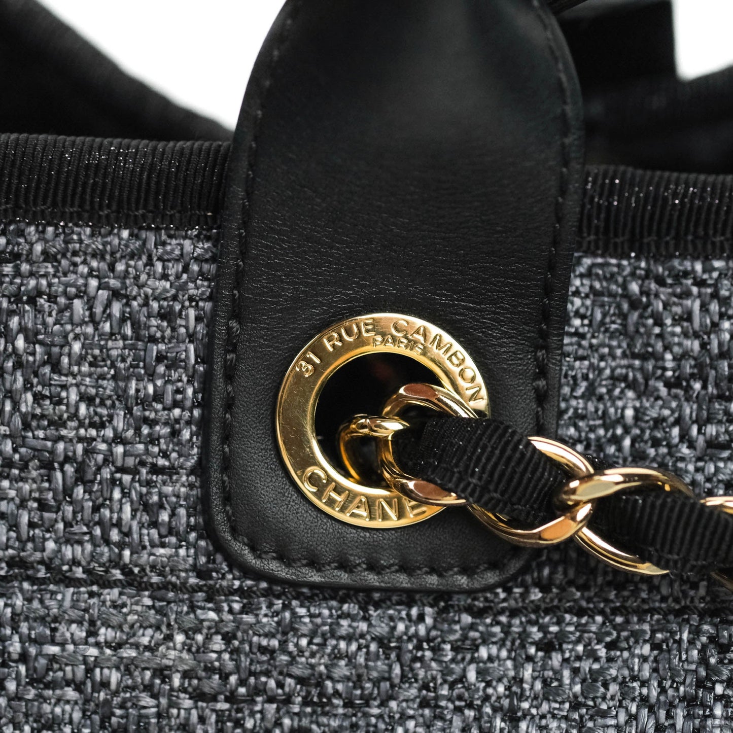 Chanel Large Deauville Charcoal Grey Canvas