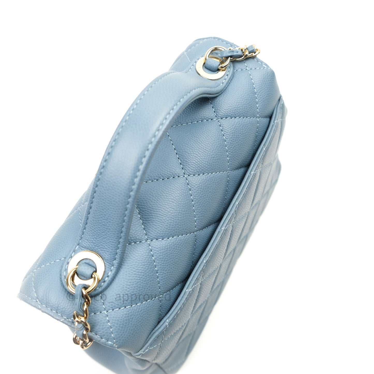 Chanel Caviar Quilted Small Business Affinity Flap Blue Light Gold Hardware