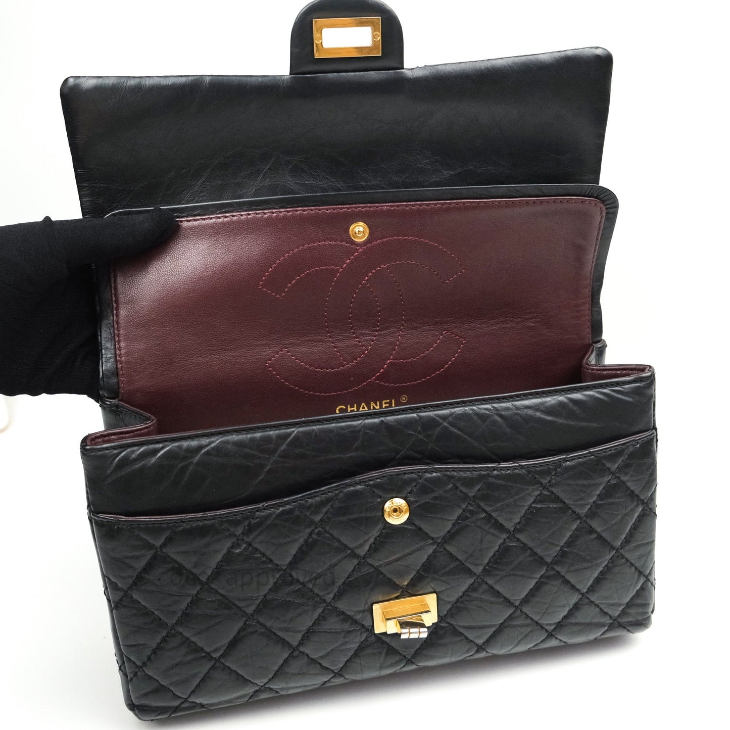 Chanel Reissue Quilted Aged Calfskin Black Gold Hardware 226