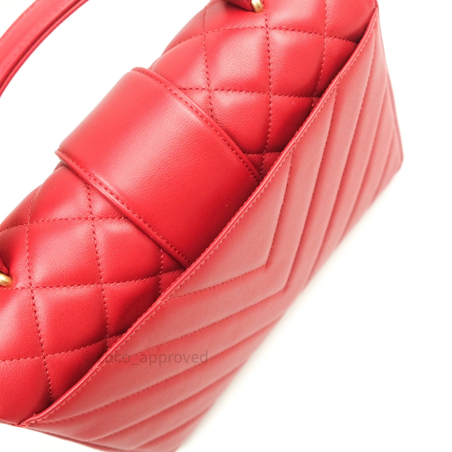 Chanel Quilted Chevron In The City Bag Red Calfskin Gold Hardware