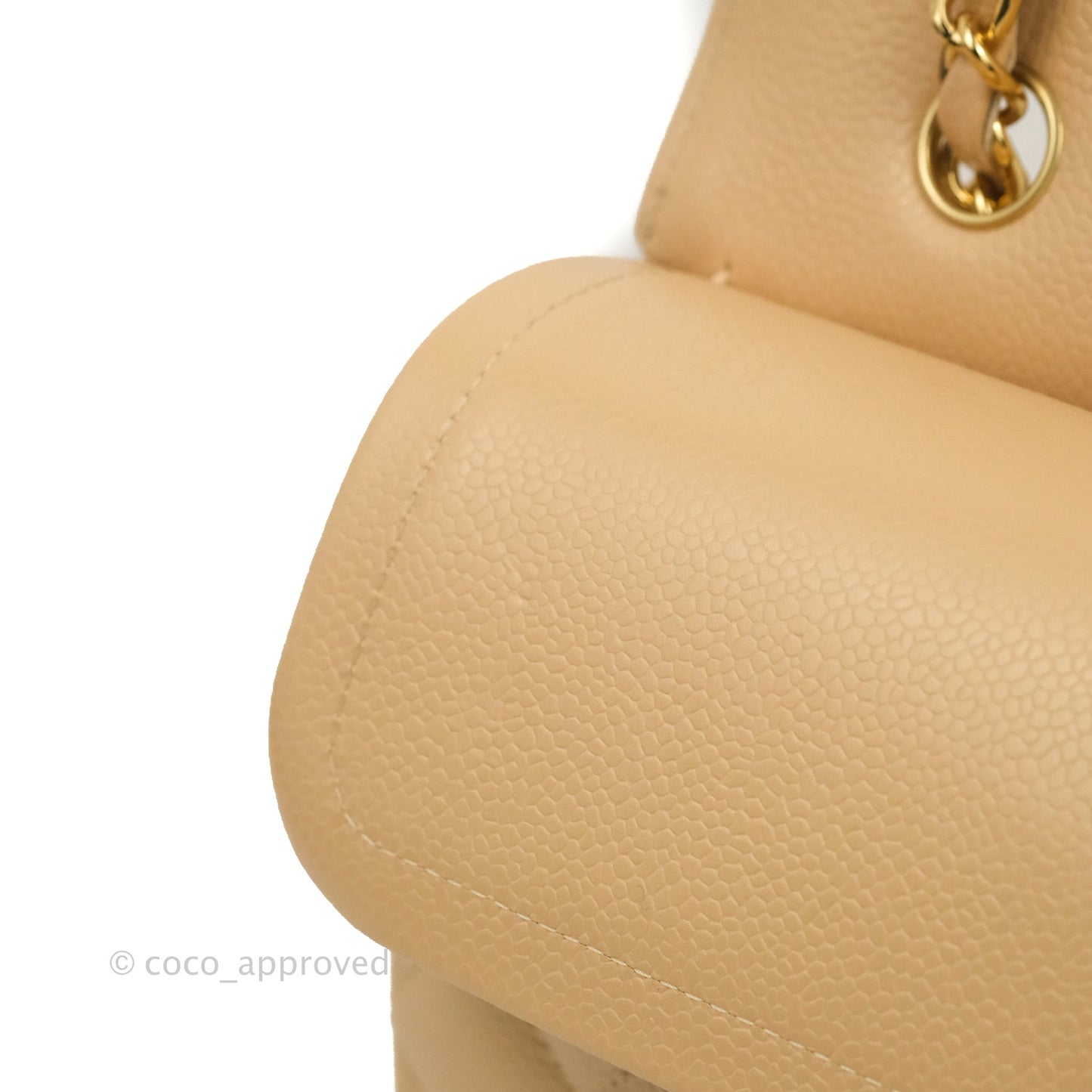 Chanel Classic M/L Medium Flap Quilted Beige Caviar Gold Hardware