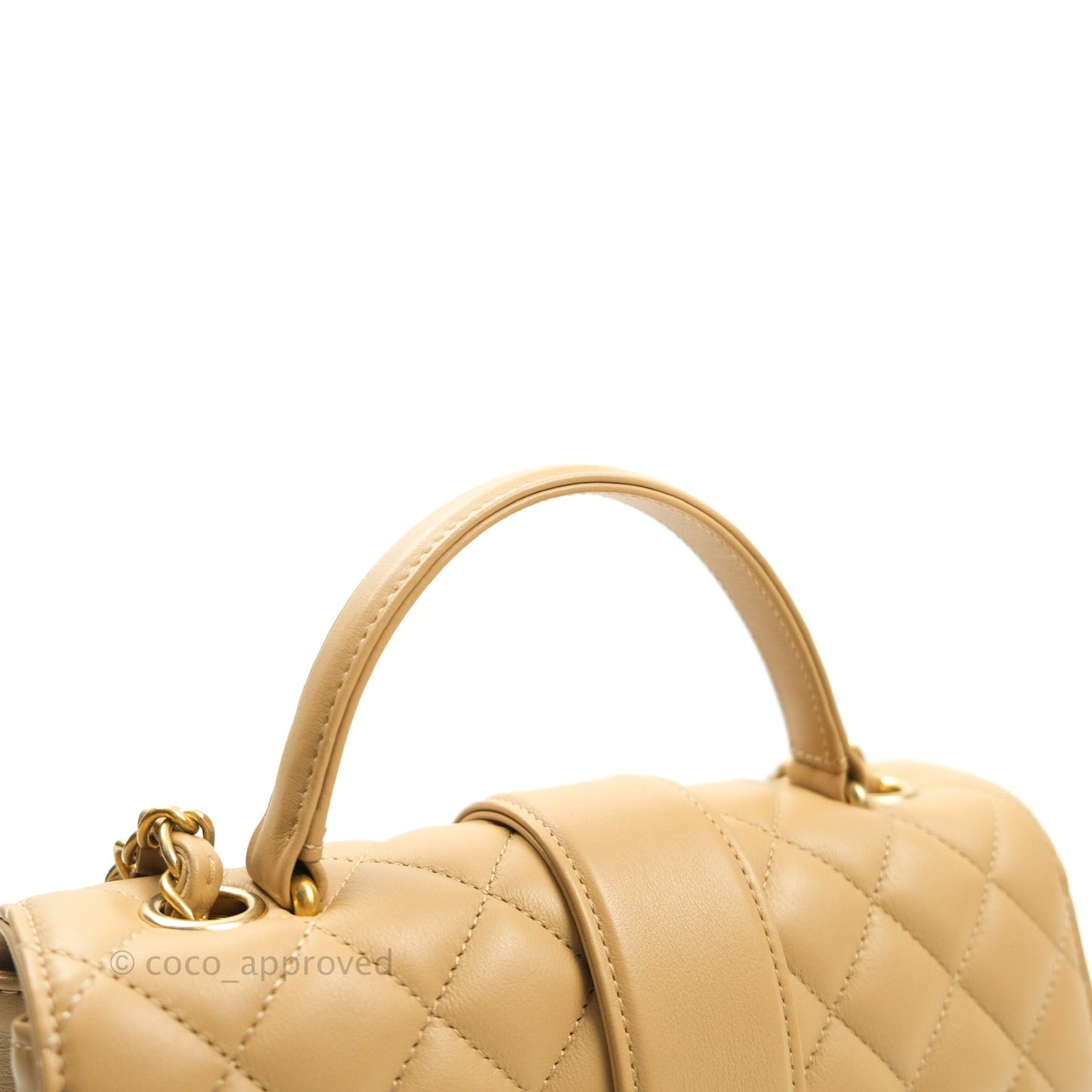 Chanel Quilted Chevron In The City Bag Beige Calfskin Aged Gold Hardware