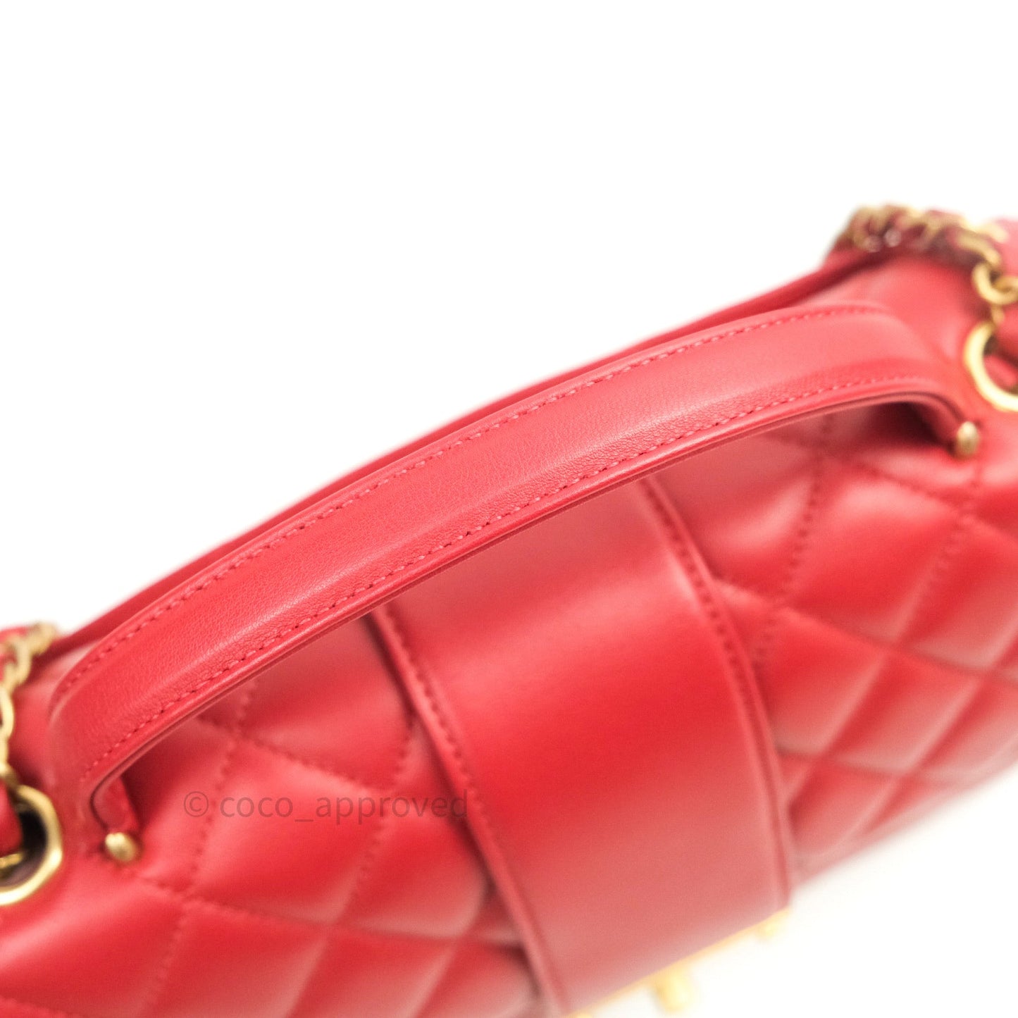 Chanel Quilted Chevron In The City Bag Red Calfskin Gold Hardware