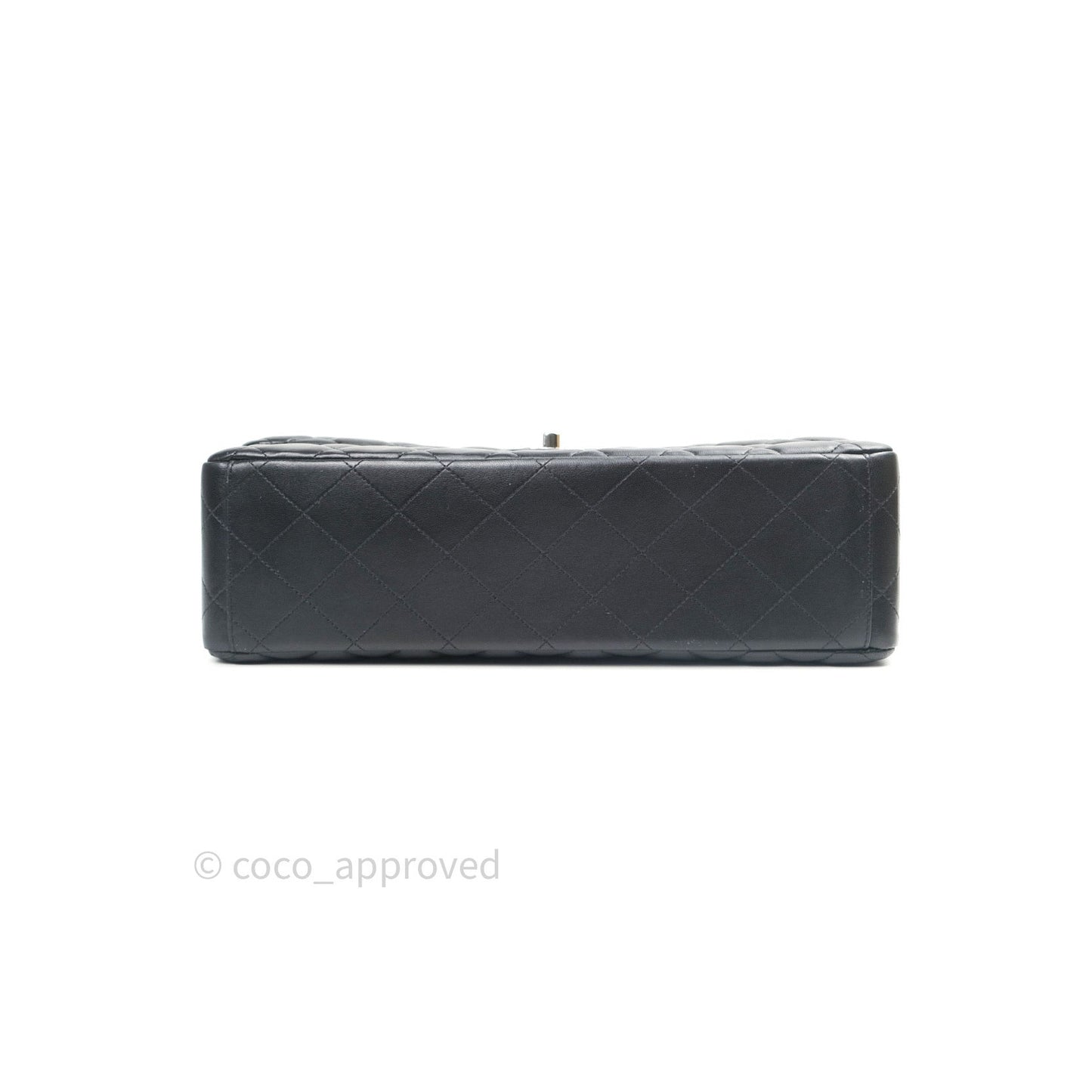 Chanel Classic Maxi Single Flap Quilted Black Lambskin Silver Hardware