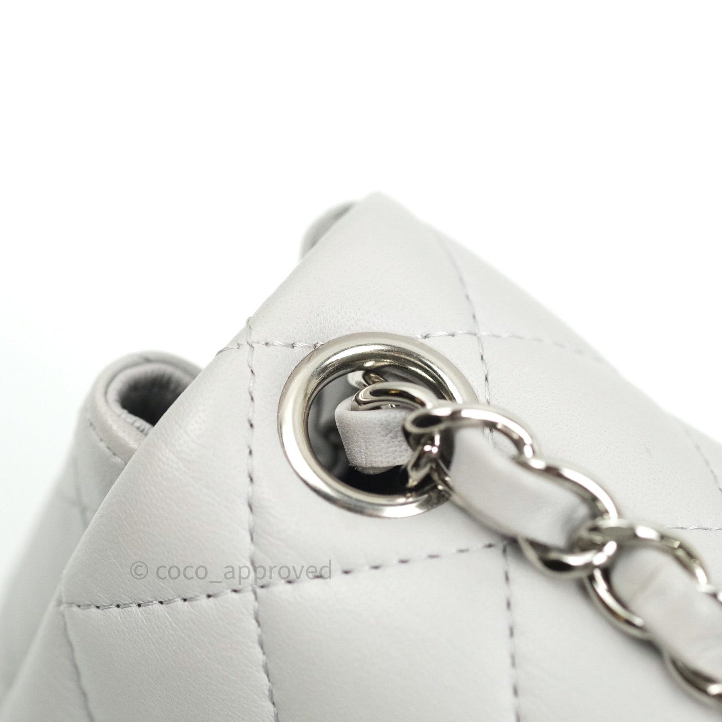 Chanel Mini Square Grey Lambskin Silver Hardware 19B