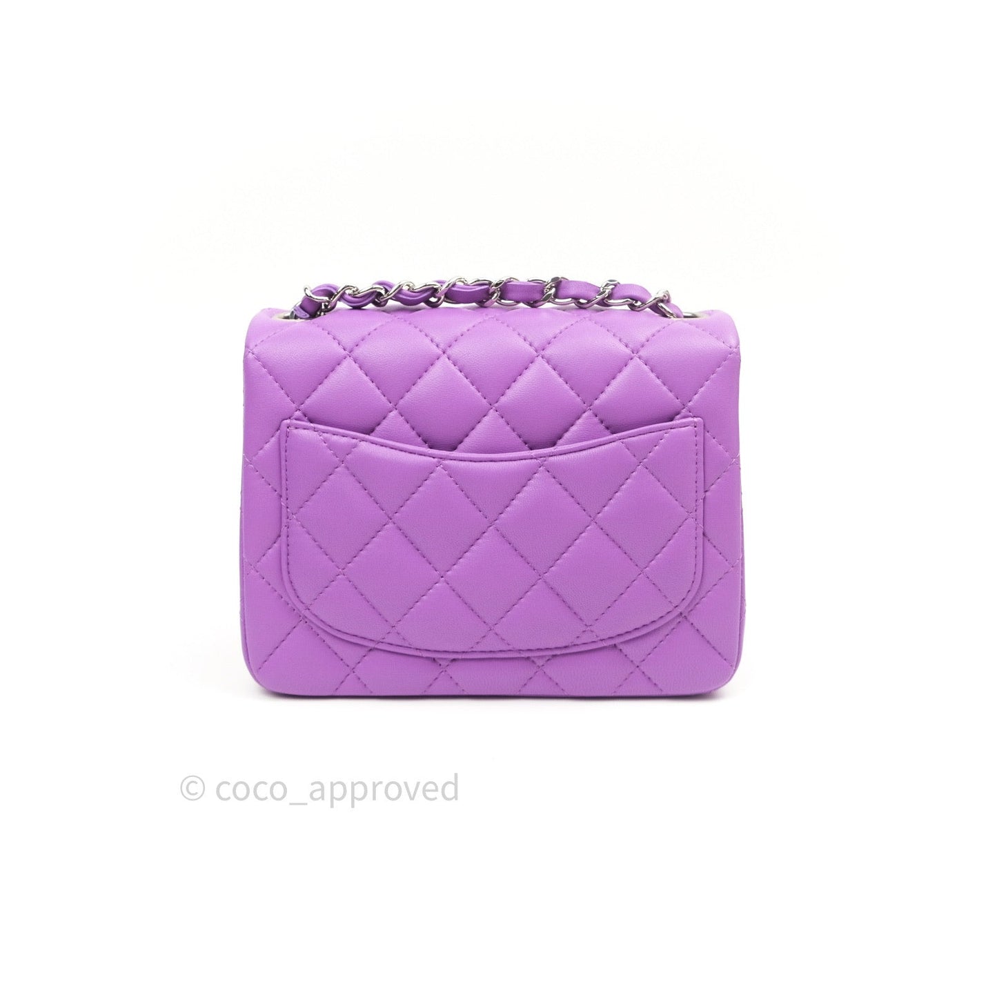 Chanel Mini Square Purple Lambskin Silver Hardware