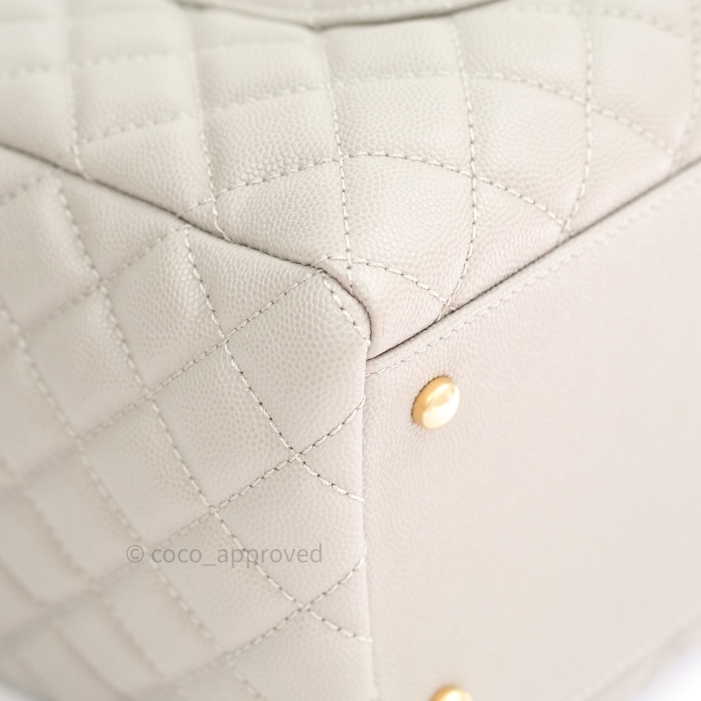 Chanel Quilted Medium Coco Handle Shopping Tote Grey Caviar Gold Hardware