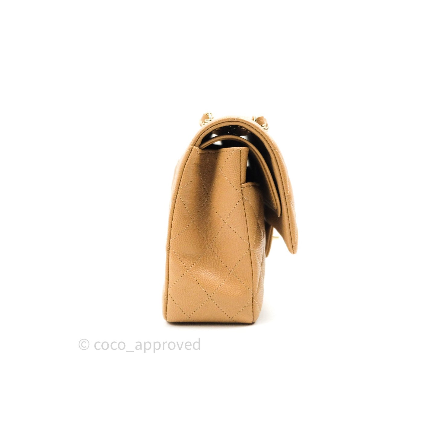 Chanel Quilted M/L Medium Double Flap Dark Beige Gold Hardware 19B