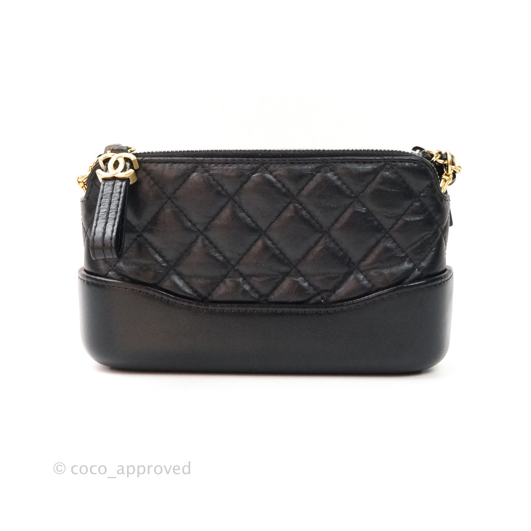 Chanel Gabrielle Clutch With Chain Aged Calfskin Black Mixed Hardware