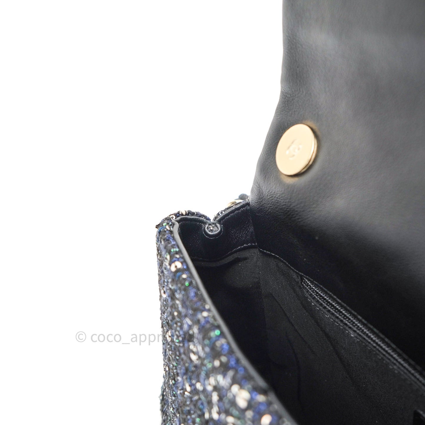 Chanel Tweed Medium Pearl Handle Flap Black Ecru