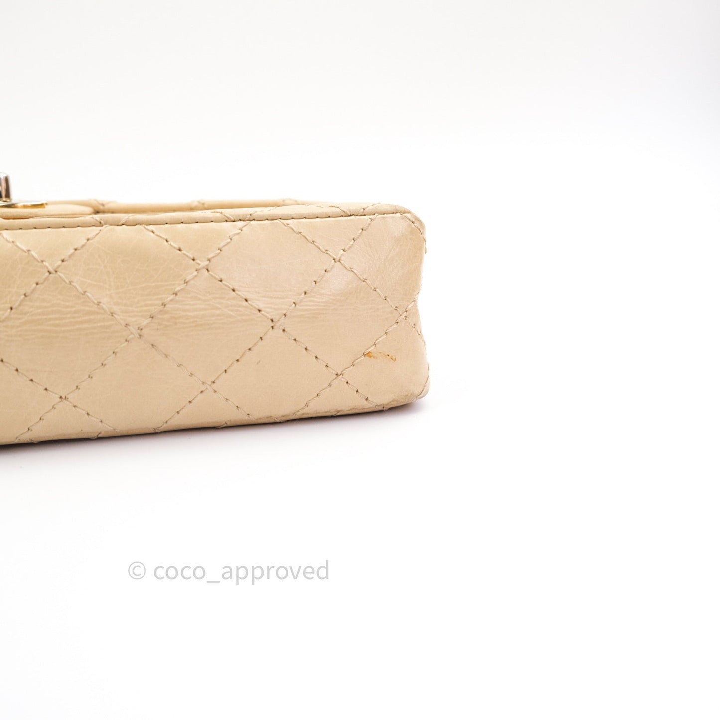 Chanel Vintage Medium Light Beige Calfskin Gold Hardware