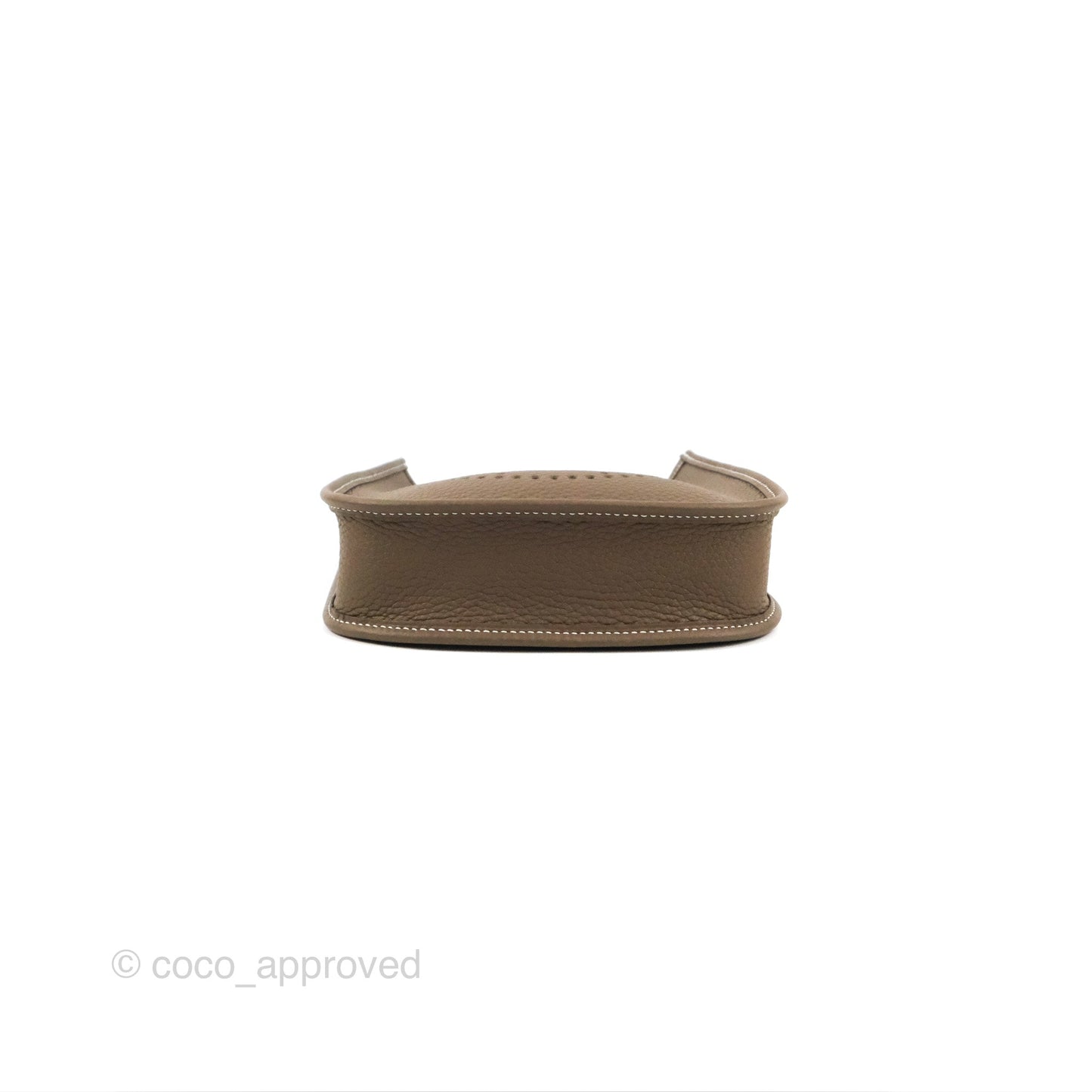 Hermès Mini Evelyne 16 Etoupe Clemence Gold Hardware with Bleu Indigo Strap