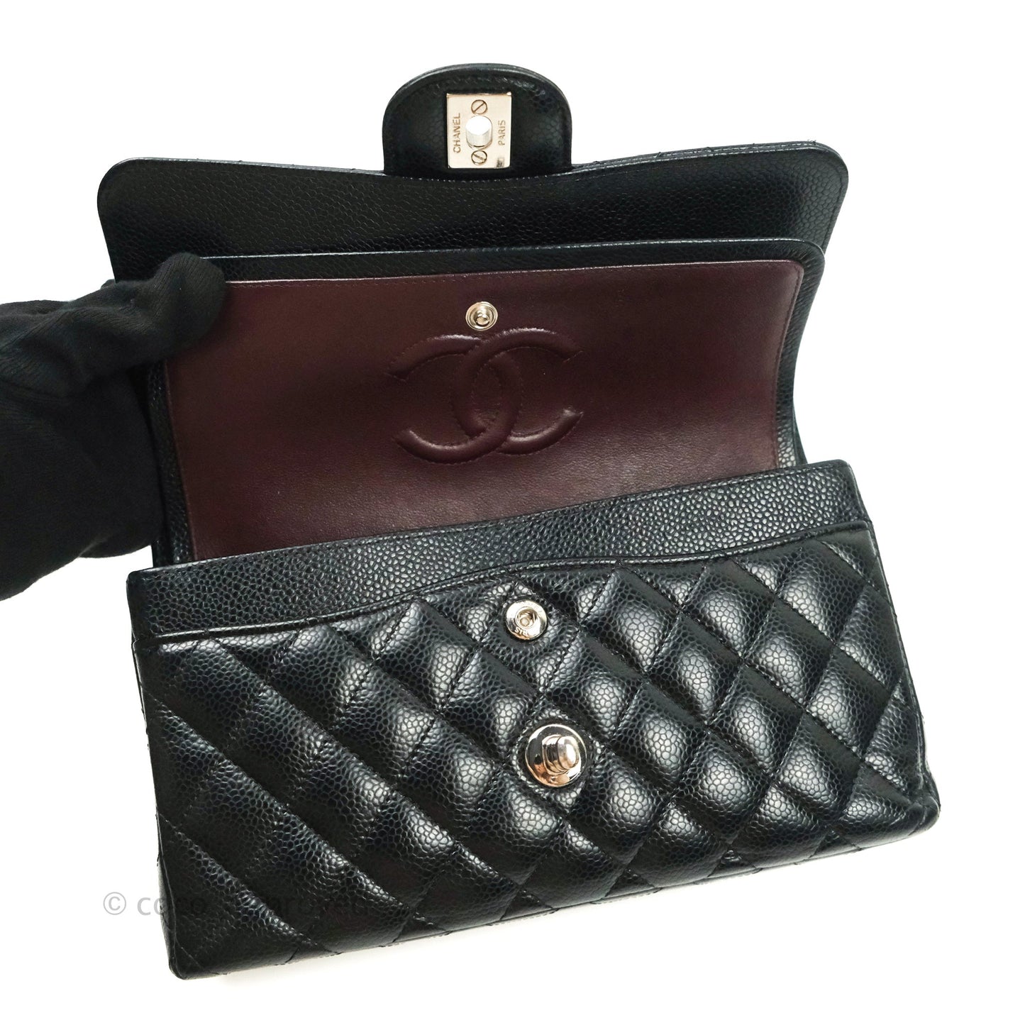 Chanel Classic Small S/M Flap Black Caviar Silver Hardware