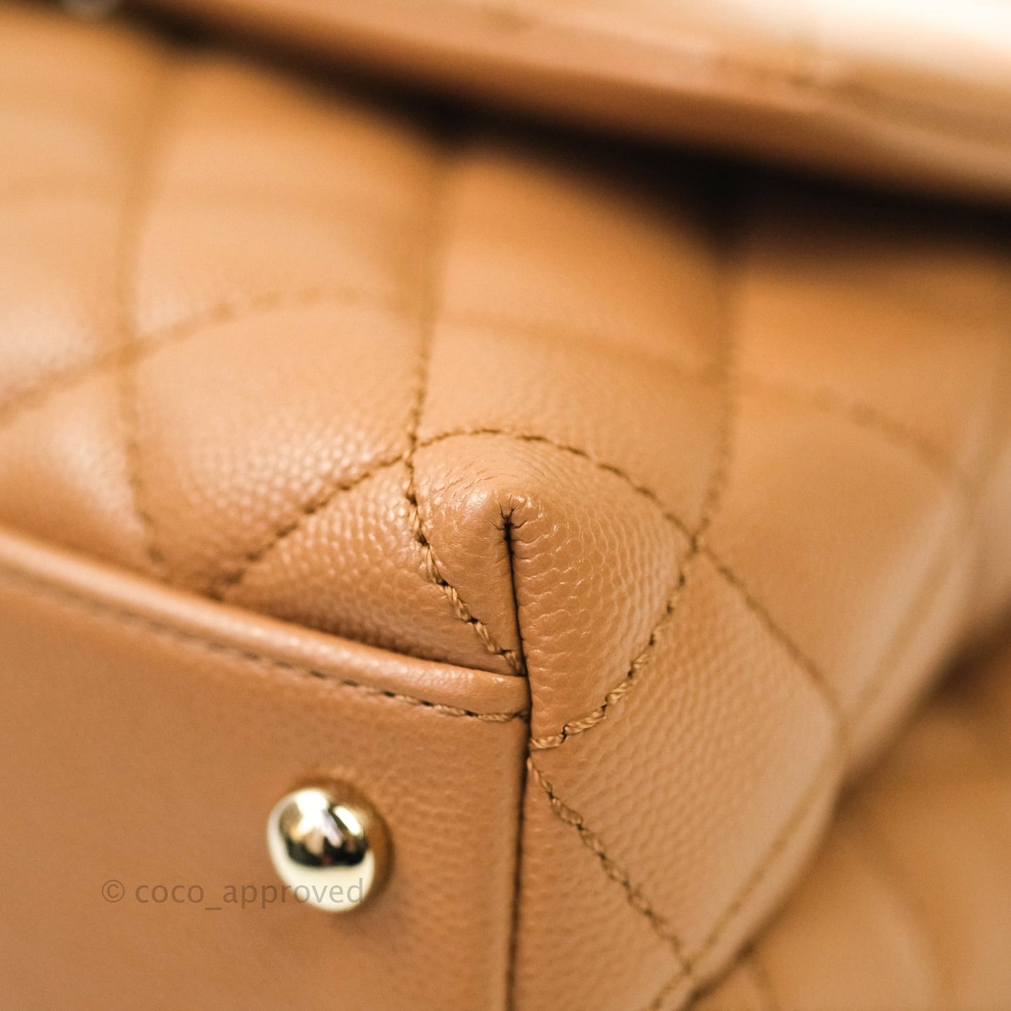 Chanel Mini Coco Handle Quilted Dark Beige Caviar Gold Hardware 21P