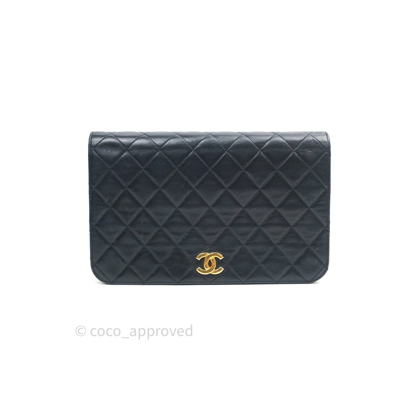 Chanel Vintage Medium Full Flap Black Lambskin 24K Gold Hardware