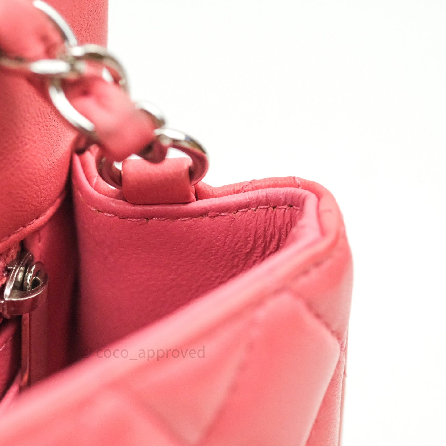 Chanel Quilted Mini Rectangular Pink Lambskin Silver Hardware