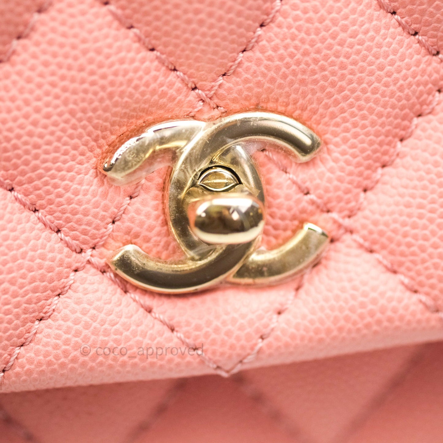 Chanel Mini Coco Handle Pink Caviar Quilted Gold Hardware