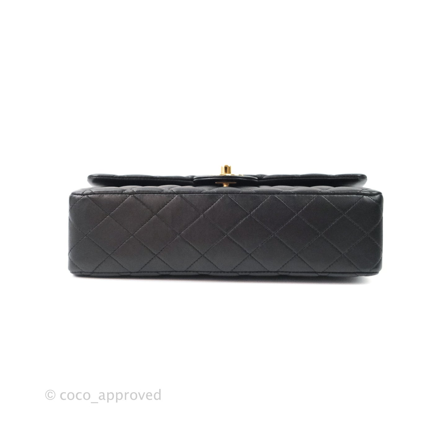 Chanel Classic M/L Medium Double Flap Bag Black Lambskin Gold Hardware