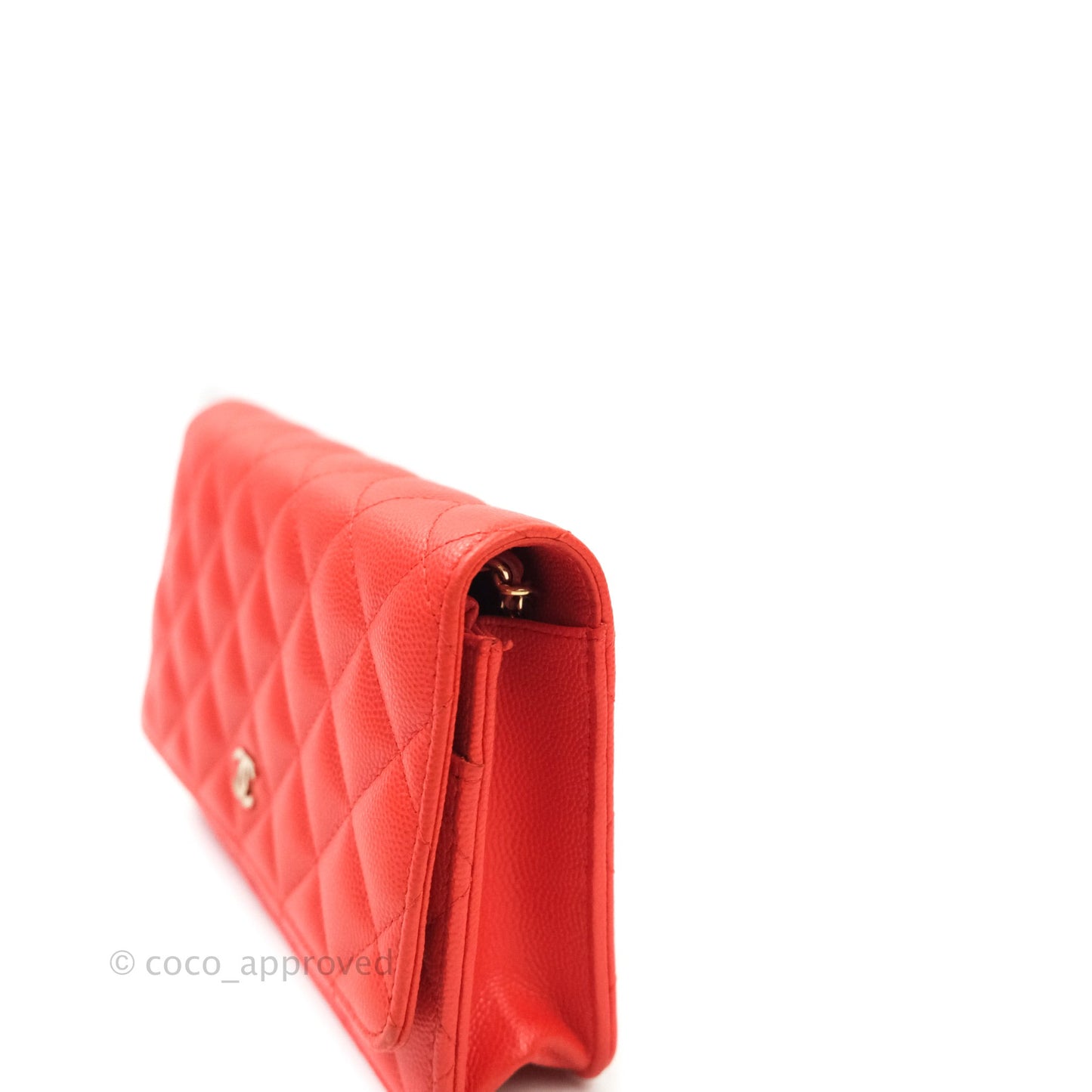Chanel Quilted Wallet on Chain WOC Red Caviar Gold Hardware