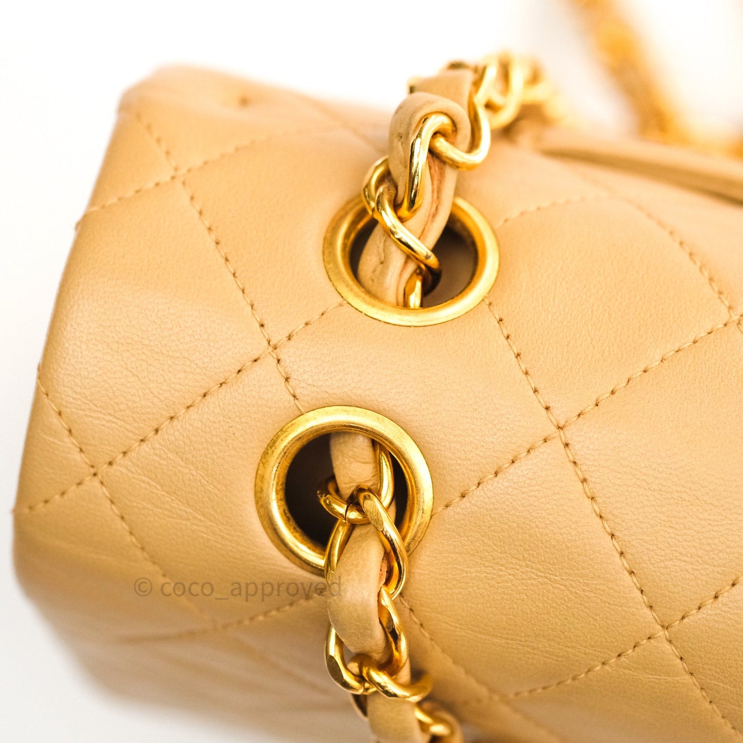 Chanel Vintage M/L Medium Double Flap Bag Beige Lambskin 24K Gold Hardware