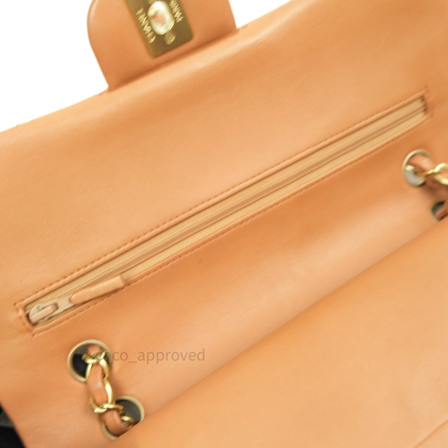 Chanel Classic M/L Beige Lambskin Gold Hardware