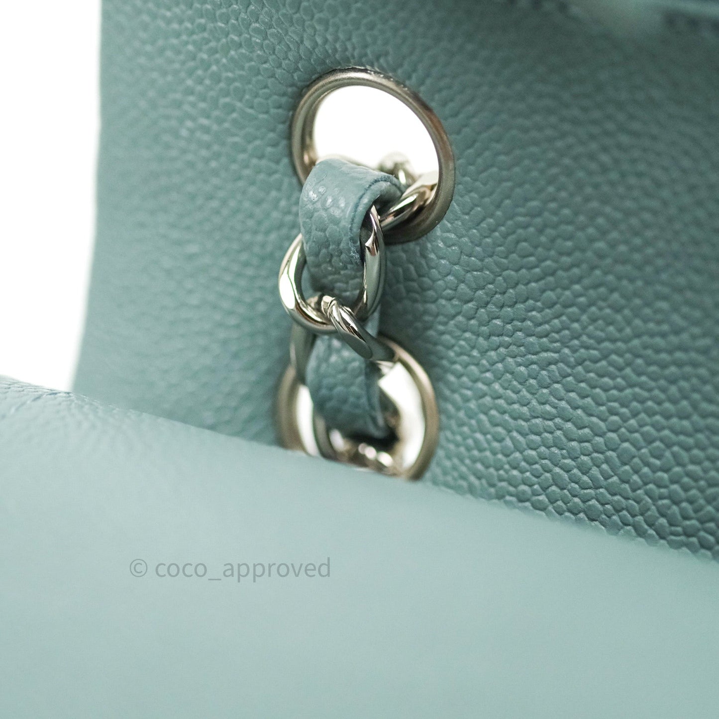 Chanel Classic Small S/M Flap Light Blue Caviar Silver Hardware 20B