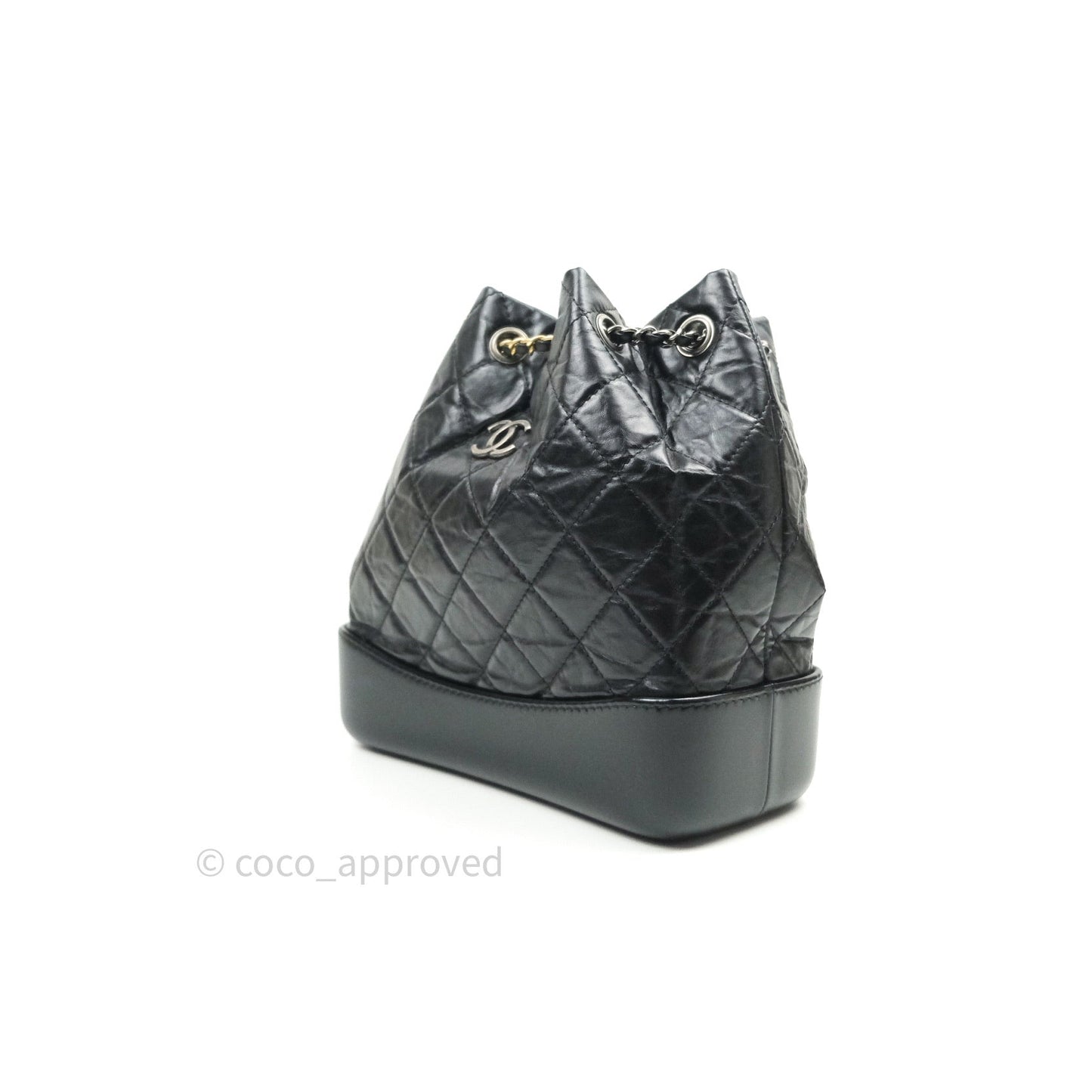 Chanel Gabrielle Backpack Black Aged Calfskin Small Black Mixed Hardware